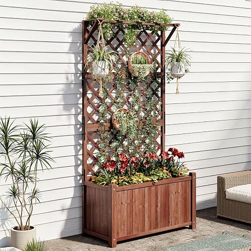 AMERLIFE Raised Garden Bed with 71 Inch Trellis, Privacy Planter Box, Fir Wood 35.4x17.7x72 Inch AMERLIFE Raised Garden Bed with 71 Inch Trellis, Privacy Planter Box, Fir Wood 35.4x17.7x72 Inch