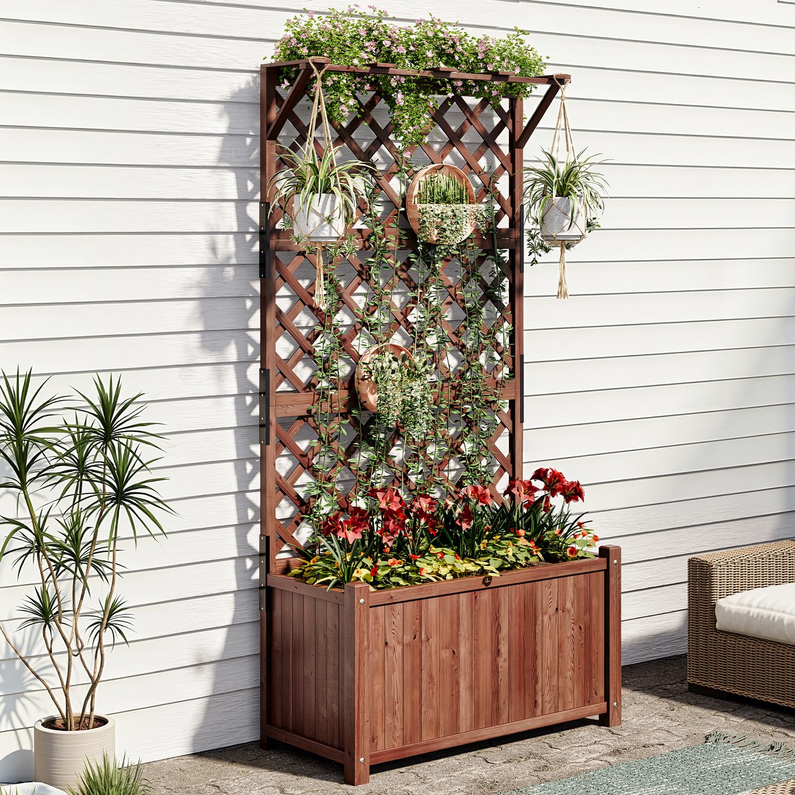 AMERLIFE Raised Garden Bed with Trellis