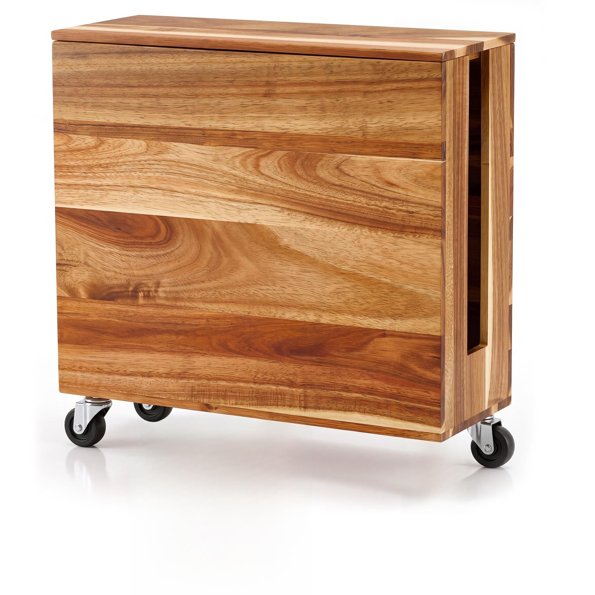 Briwooody Scatola di gestione dei cavi extra large con ruote girevoli, regolabile, per ciabatte, router in legno di acacia, protezione contro le sovratensioni, per ufficio, casa (colore legno)