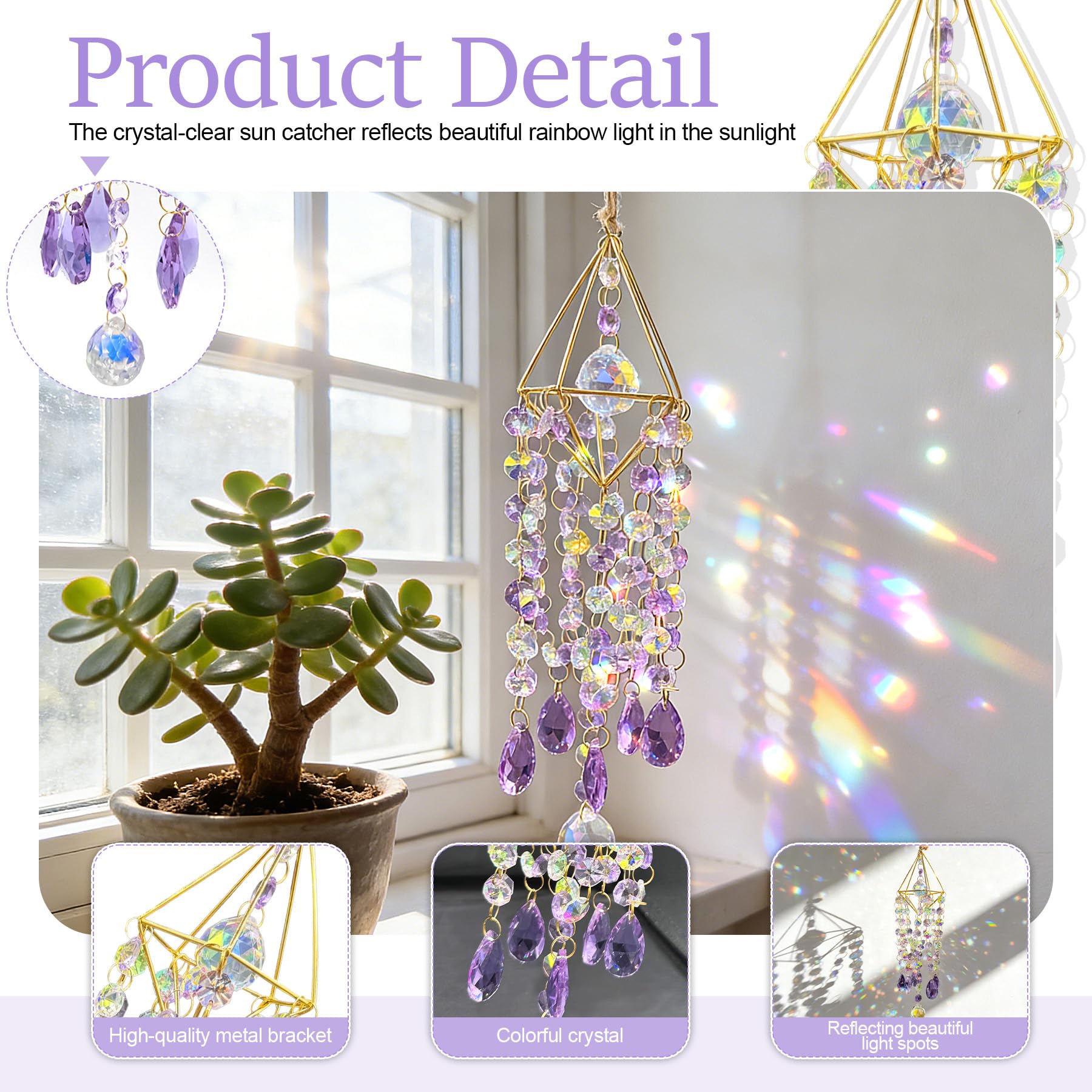 VEEKAY Acchiappasole Cristallo,di Cristallo a Prisma,Pendenti Prismi Cristallo,Pendenti Suncatcher Decorazione,per Decorazioni Casa Giardino Finestra Outdoor