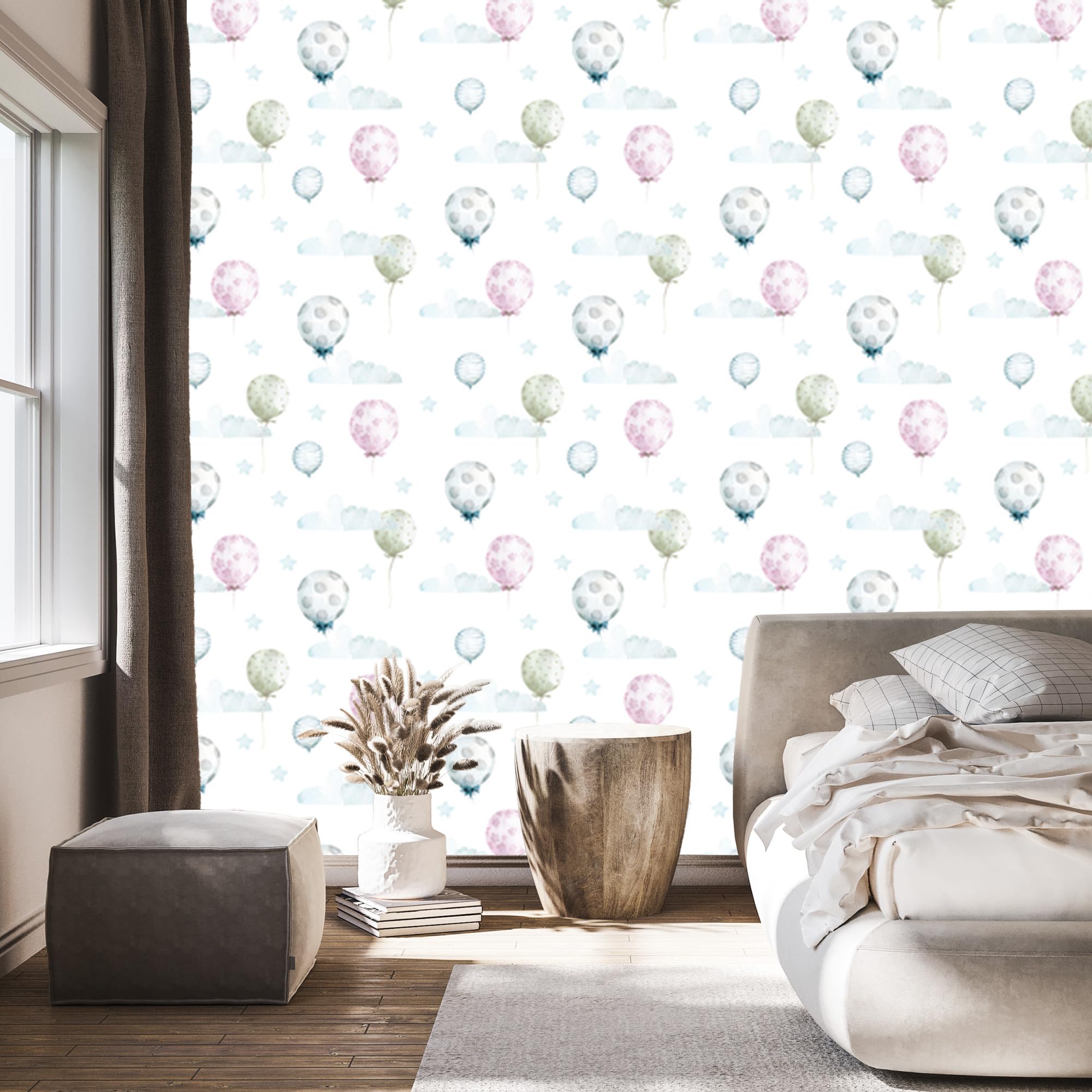 Vliestapete Pastellballons vor Sternen 50 x 1000 cm