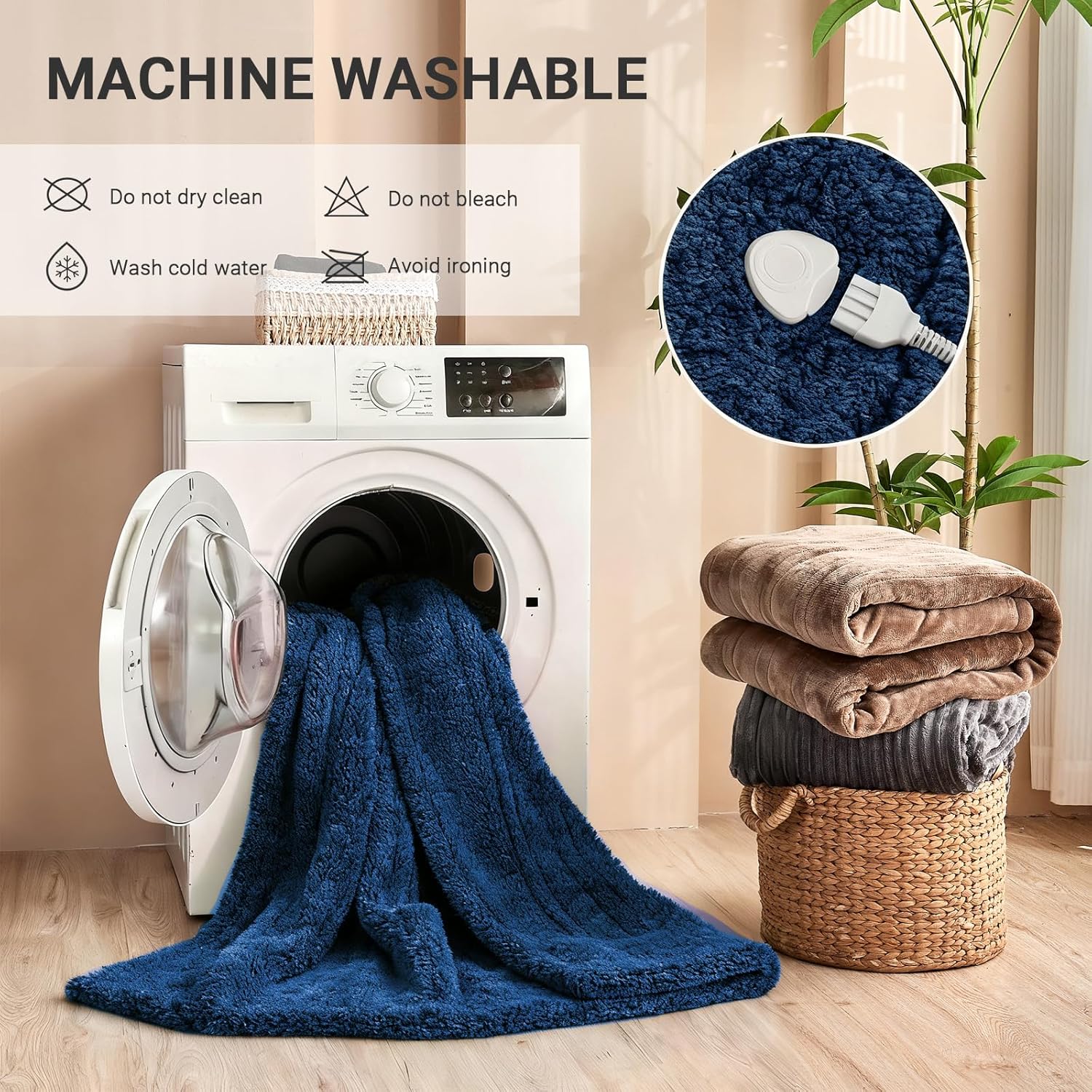 Heated Blanket Heated Throw, Electric Blanket 50"x60" Heating Blanket with 8 Hours Auto Off 10 Fast Heating Levels Machine Washable Sherpa Heated Blanket with Overheating Protection - Image 6