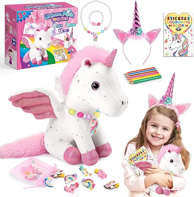 Peluche Licorne - Kit Créatif avec Bracelets et Coloriage pour Enfants 3-10 Ans