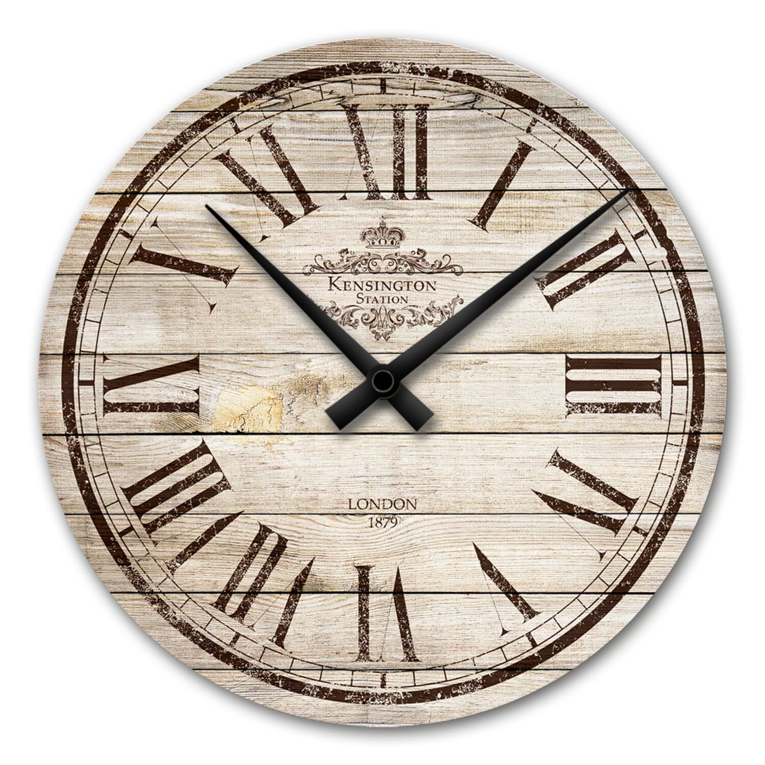 Giallobus - Reloj de línea Basic - Reloj de la estación - Madera de MDF - Basic 30x30 - Mecanismo silencioso - Listo para Colgar - Modernos