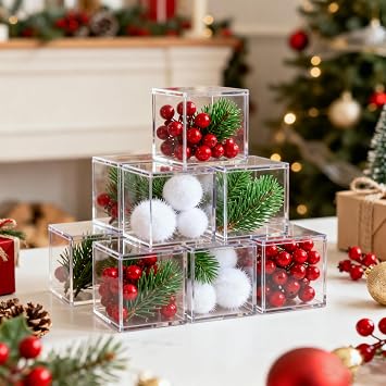 Acrylic box with Lid Clear Small Acrylic Square Cube Plastic Storage Box for Birthday Party Favor Candy Pill and Tiny Jewelry