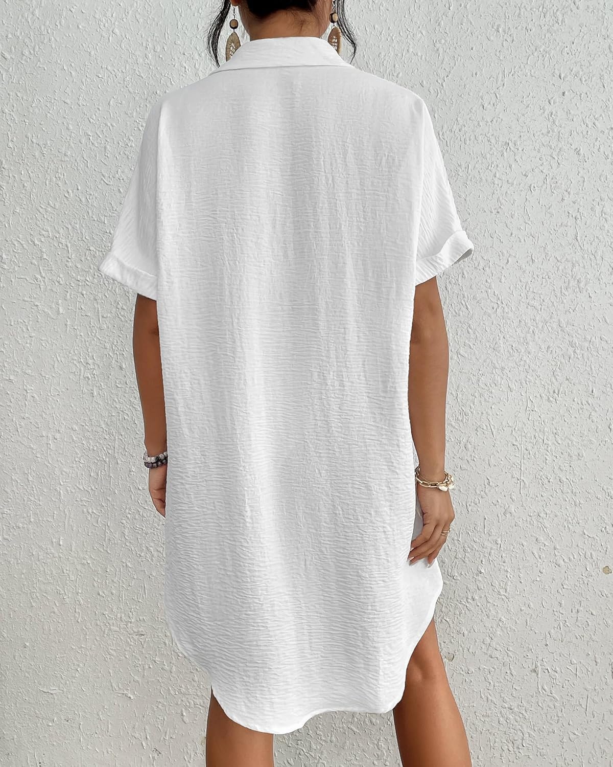 Bsubseach Frauen Badeanzug Coverup Shirt Kleid Button Down Beachwear