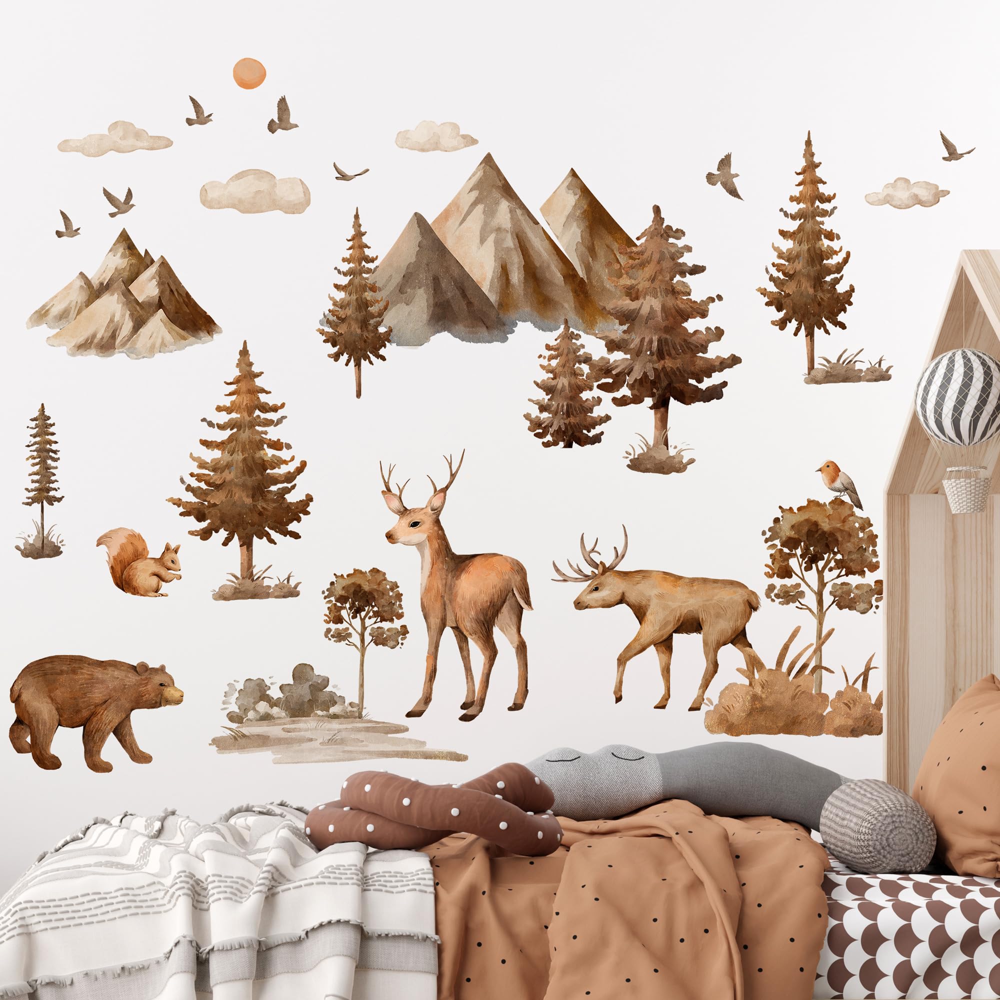 CharmFlo Large Forest Animal Wall Decals - Peel And Stick Woodland Wall Art For Kids Rooms - View #3