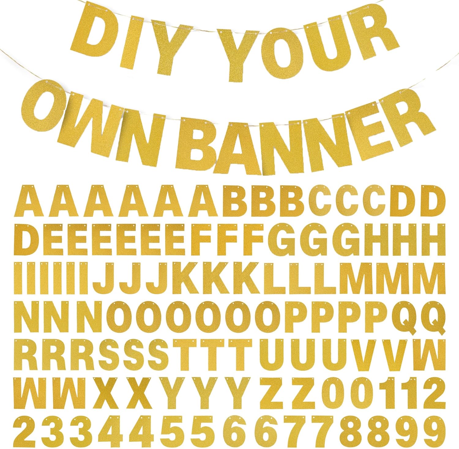 DIY Banner Kit with Letters Glitter Banner Letters Gold