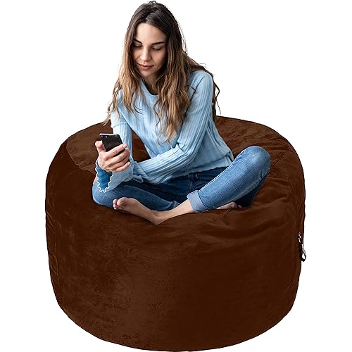Amazon Basics Memory Foam Filled Bean Bag Chair with Microfiber Cover - 3', Espresso