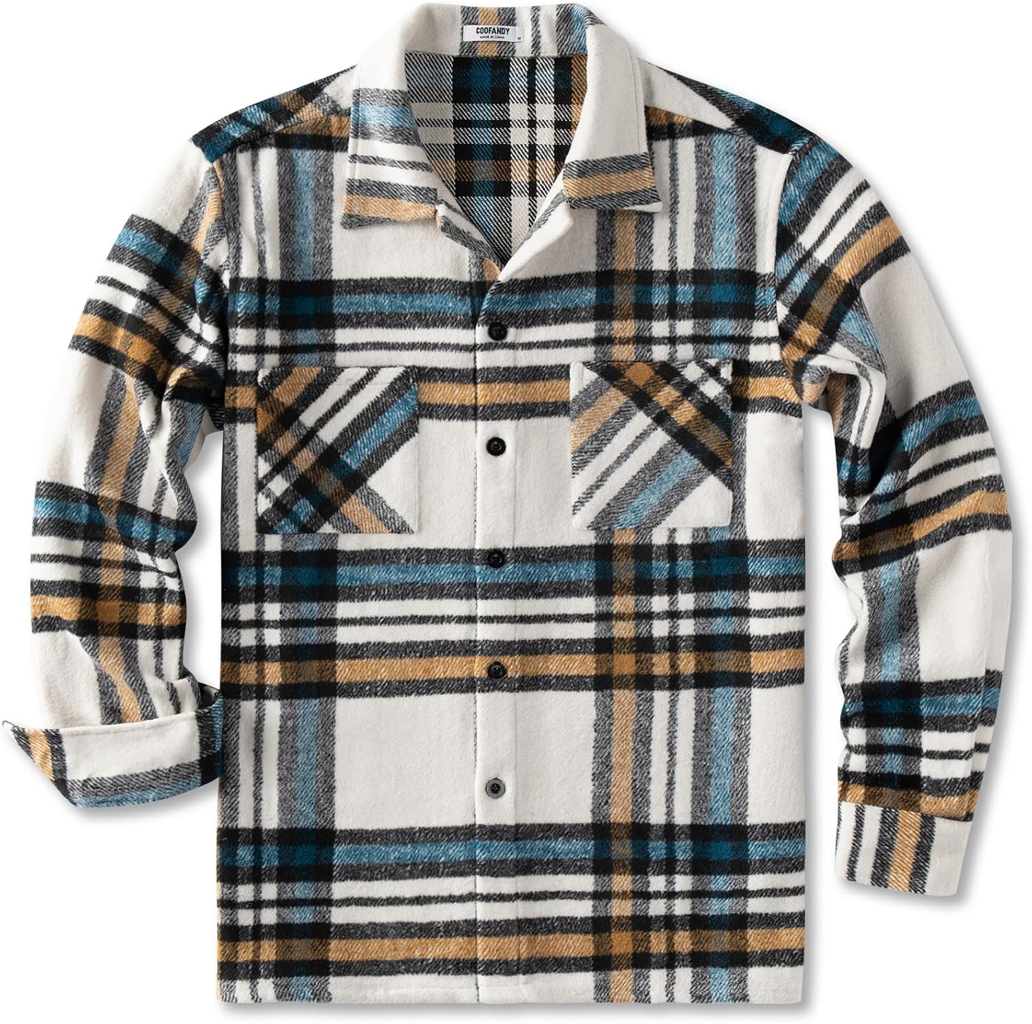 COOFANDY Heren flanellen overhemdjas met lange mouwen casual geruit overhemd geruite jas voor mannen met zakken, Groen, L