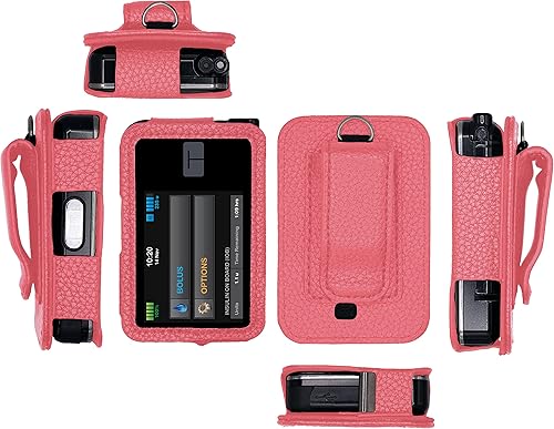 Funda de piel con protector de pantalla y clip para cinturón (cordón para el cuello) para el cuidado de la diabetes en tándem Insulin Pump TSlim X2