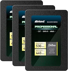 INLAND Professional 3 Pack 240GB SSD 3D NAND SATA III 6Gb/s 2.5" 7mm Internal Solid State Drive (3x240GB)