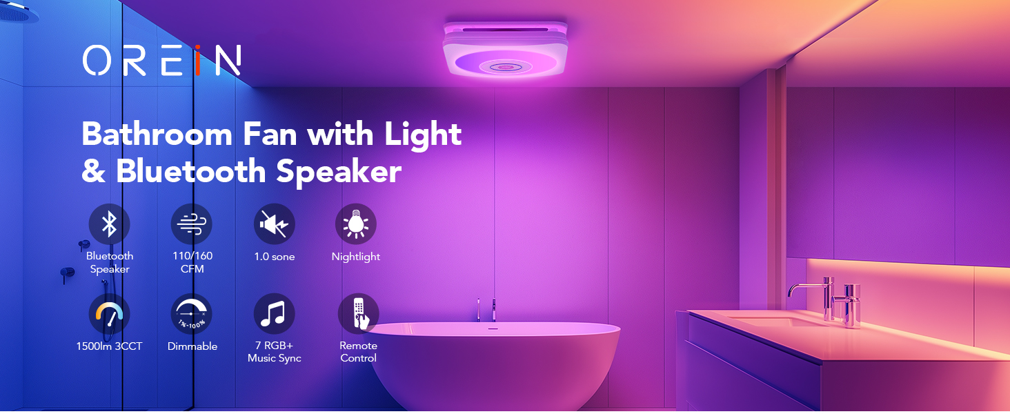 Bathroom Fan With Light OREiN Bluetooth Bathroom Fan With LED
