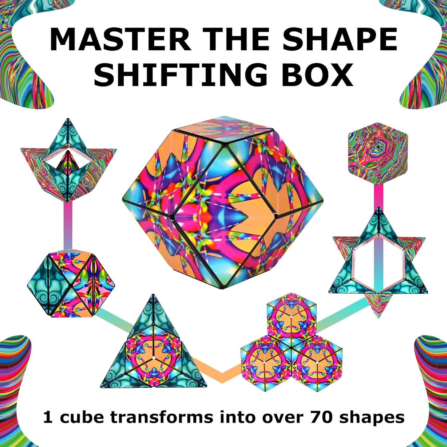 Shashibo Shape Shifting Box - Award-Winning STEM Fidget Toy with Ultra Strong Magnets - Puzzle Cube Transforms Into 100+ Shapes, Perfect Sensory Gift for Kids, Teens, and Adults (Water Color)