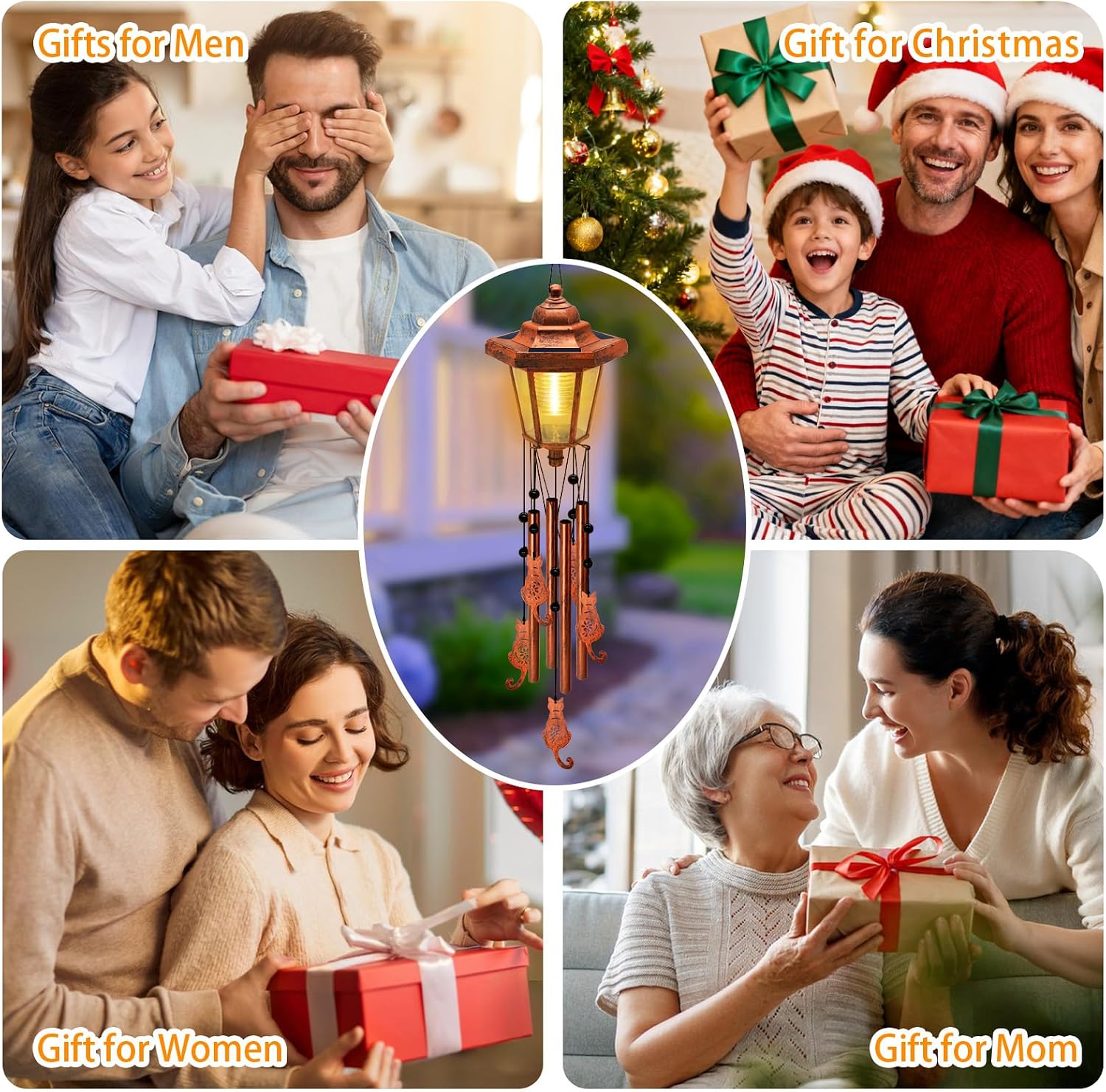 Large Solar Cat Wind Chimes, Gifts for Women Mom Grandma Wife Sister Daughter Neighbor Nana, Classic Bronze Wind Chimes With Wind Catcher, Solar Decor Lights For Outdoor Garden Patio Yard Porch Window image 5