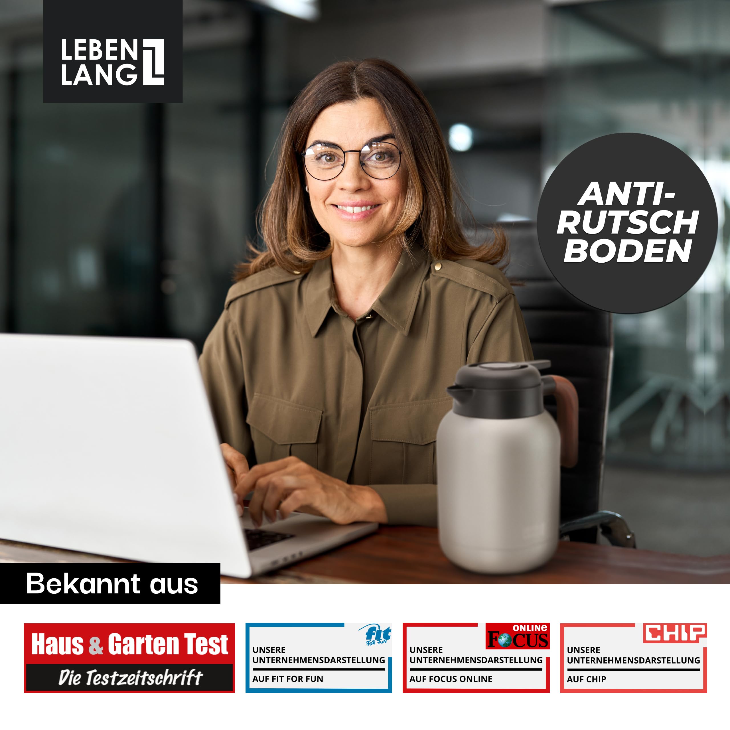 LEBENLANG Thermoskanne 1,5L Keramikbeschichtung - Inkl. Teesieb I 24h Heiß I Kaffeekanne Kaffee & Teekanne mit Siebeinsatz I Thermo Isolierkanne Tee Termoskakanne Thermoskannen 1 5 Liter