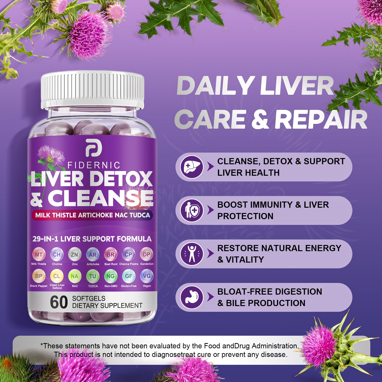 Liver Cleanse Detox & Repair - Herbal Liver Support Milk Thistle Supplement — Amazon image 3