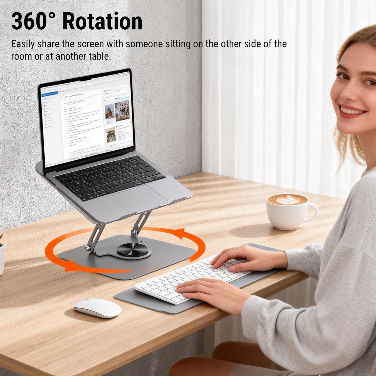 Sxhlseller Soporte Giratorio para Portátil de 360°, Ajustable, Ergonómico, de Aleación de Aluminio, Soporte Elevador para Portátil de 17 Pulgadas, Pro, XPS,