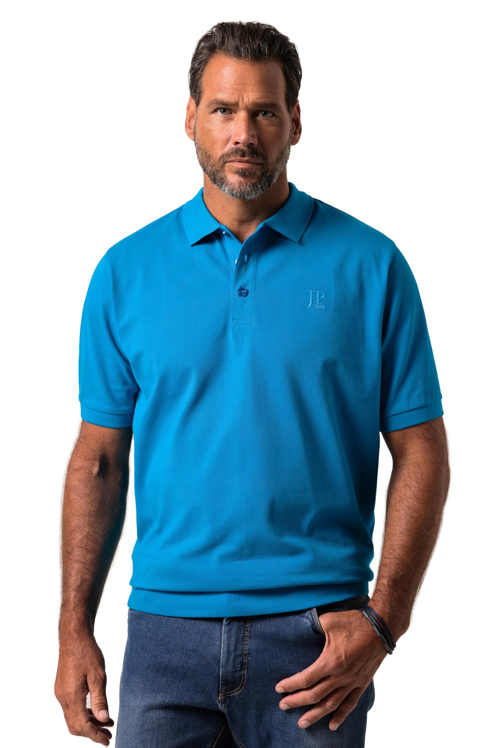 JP 1880 Menswear Big & Tall Plus Size L-8XL Preppy Pique Polo Tee Aquamarine 8XL 712617760-8XL