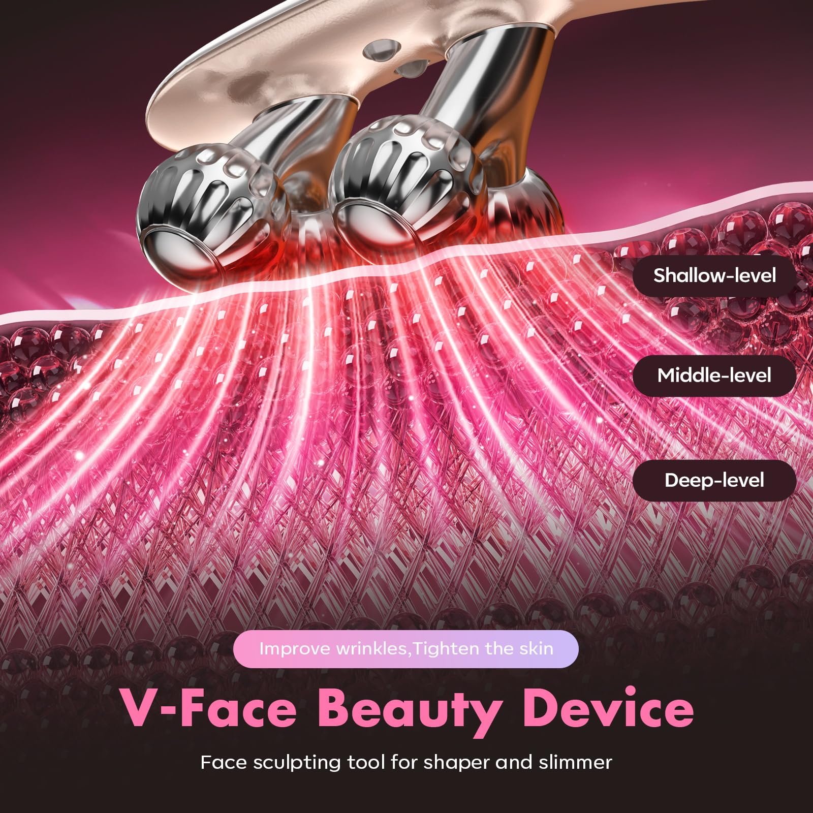 Wireless Facial Massager Tool with Ergonomic Contour Design