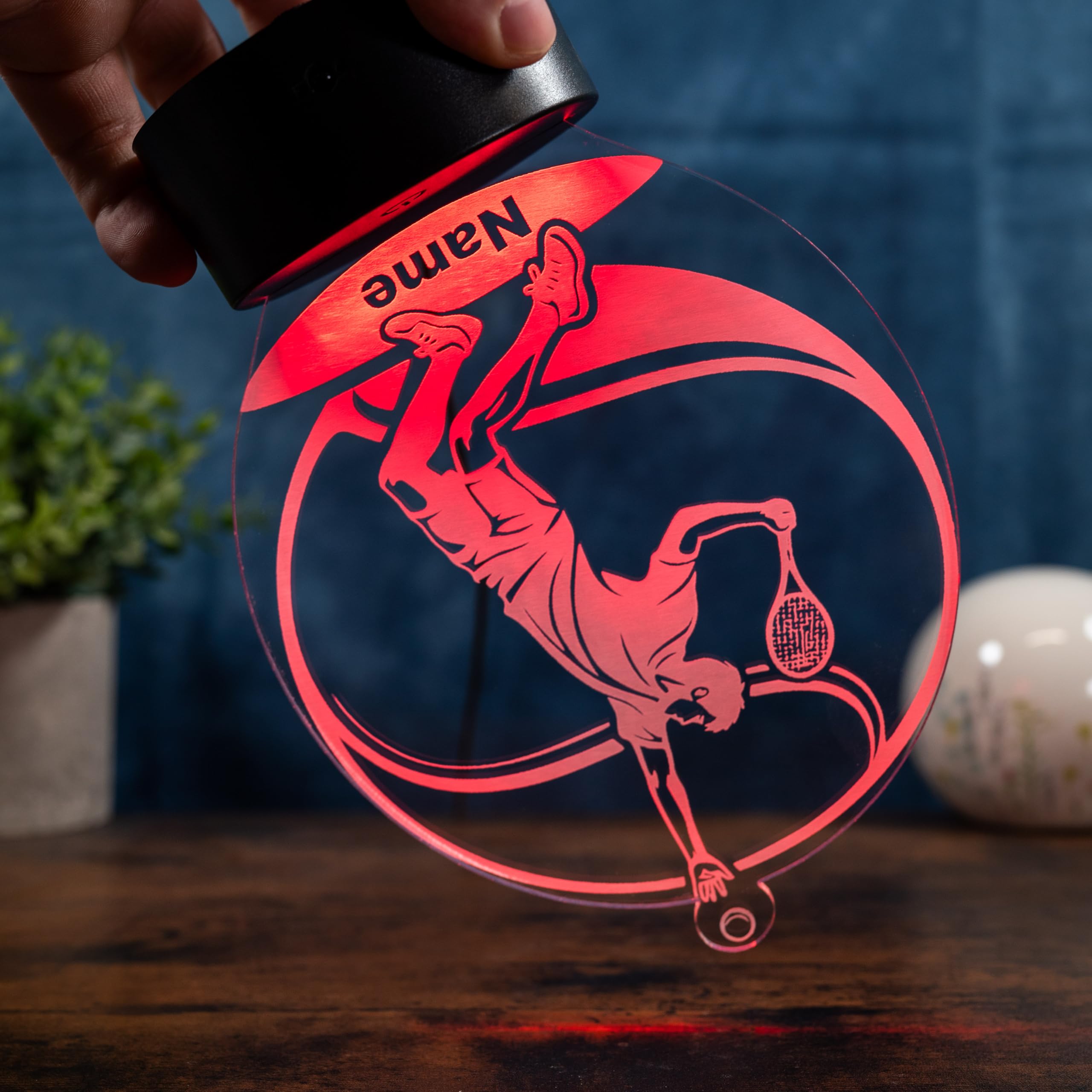 Personalisierte Tennis Lampe – Tennis Spieler Geschenk mit Name, LED Nachtlicht Tennis, Sport Geschenk Tennisspieler, Kinder & Erwachsene Deko Licht