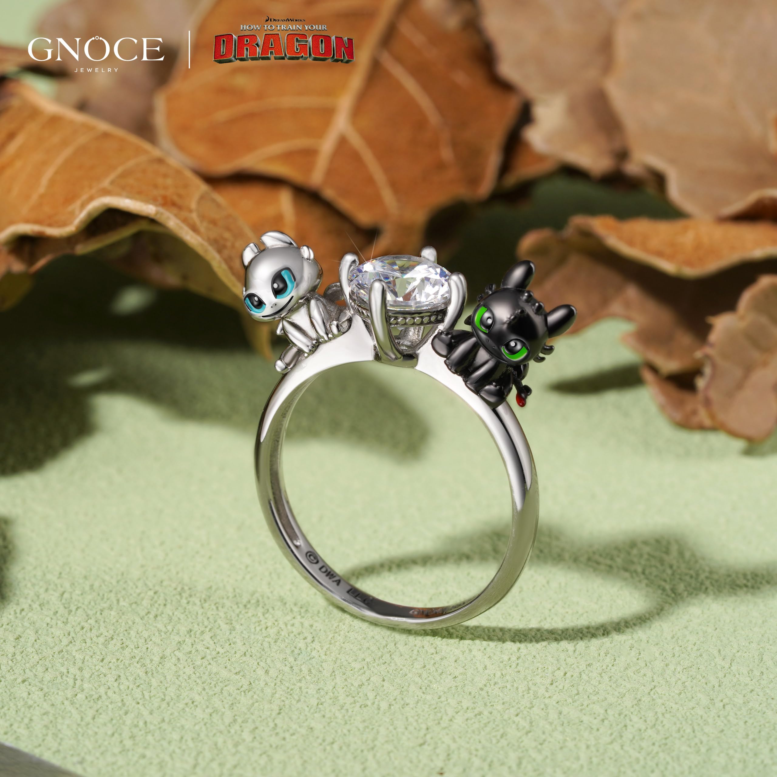 GNOCE How to Train Your Dragon Bague Krokmou & Furie Éclair En Argent Sterling Bijoux Cadeau pour Femmes Filles Fille