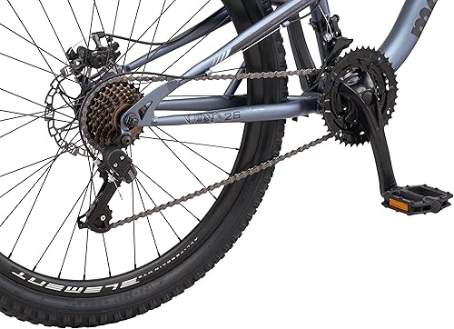 Miniatura 6 de Mongoose Bicicleta de montaña Status, bicicleta de 26 pulgadas para hombres y mujeres, 21 velocidades, marco de suspensión de aluminio, triángulo