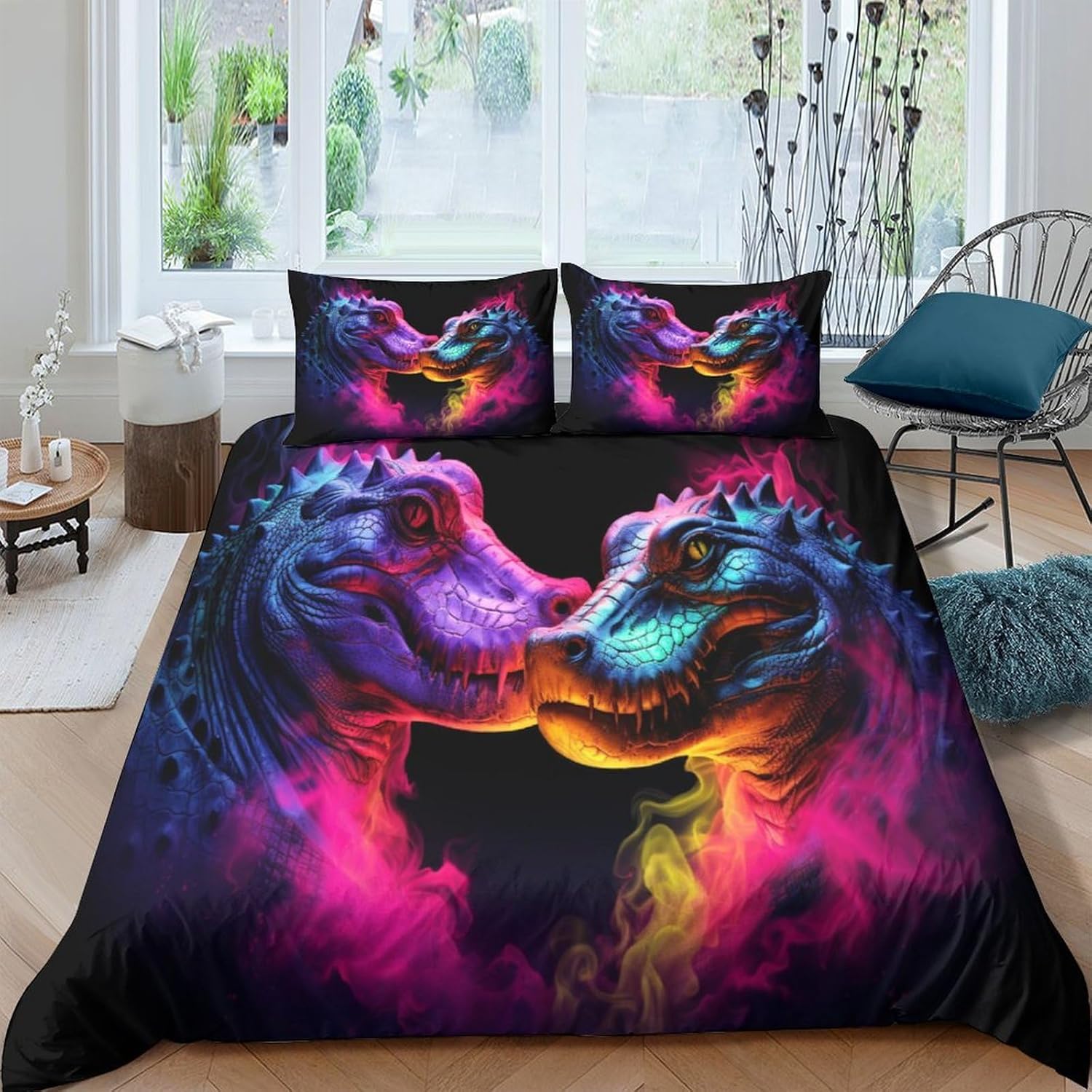 Crocodile 3D Bed Linen, Modern Microfibre Single Bed, Colourful Duvet