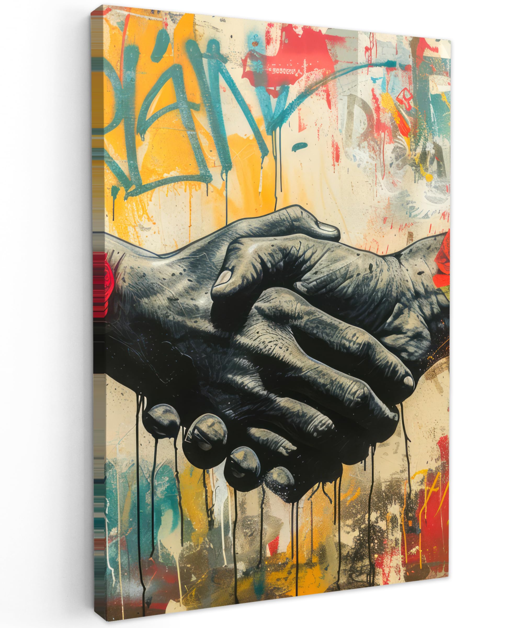 MuchoWow© Canvas Wall Art 8"x12" / 20x30 cm Home Decor Paintings for Living Room Decorations Gifts Hallway Graffiti - Roses - Hands - Street art - Banksy — image 1