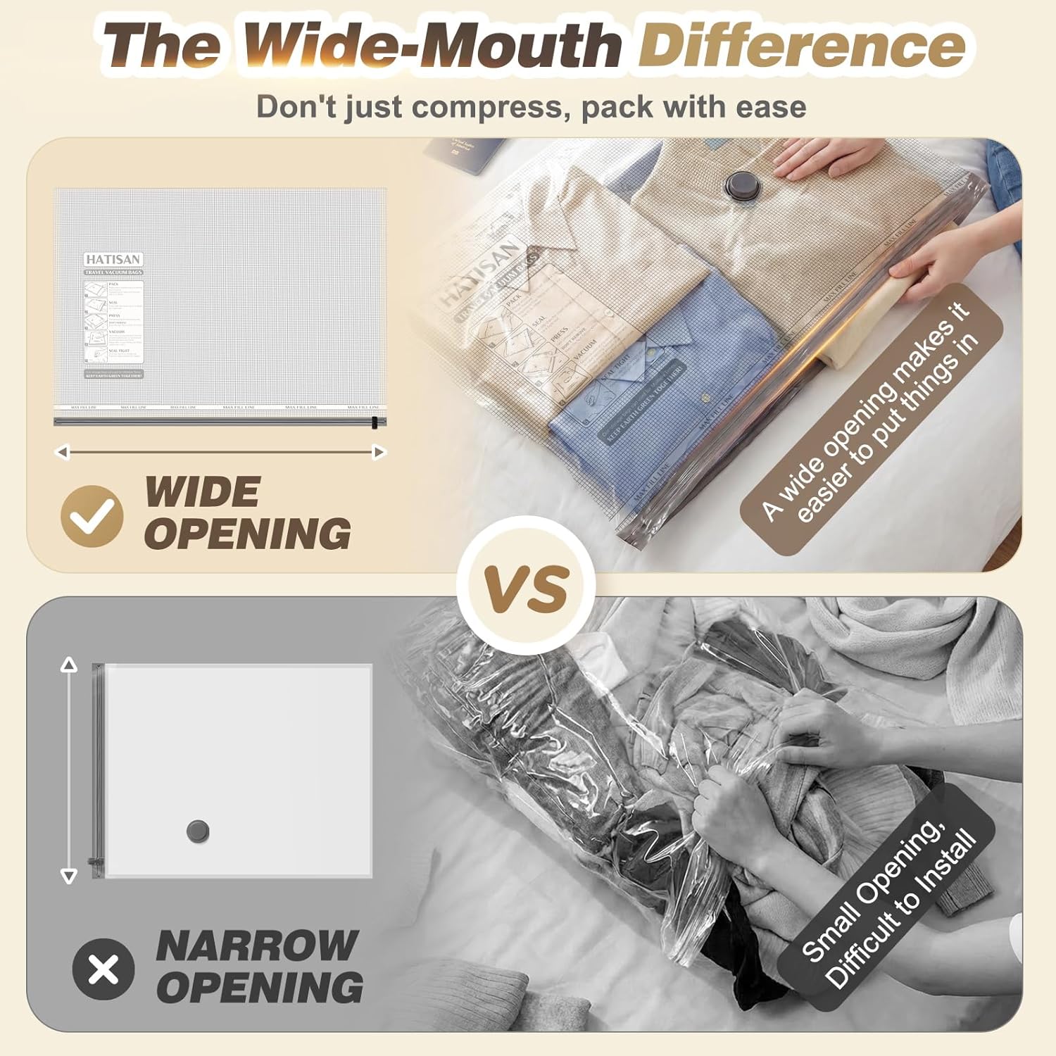 Vacuum Seal Bags for Clothing Travel with Rechargeable Electric Pump, Space Saver Vacuum Storage Bags Travel, Reusable Compression Bags for Luggage Home (14pcs Checkered) - Image 5