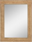 Stonebriar 24" x 18" Miroir mural en bois blanc de Rectangle avec crochets suspendus fixés, décor rustique de campagne décoratif pour le salon, chambre, salle de bains, hall d'entrée