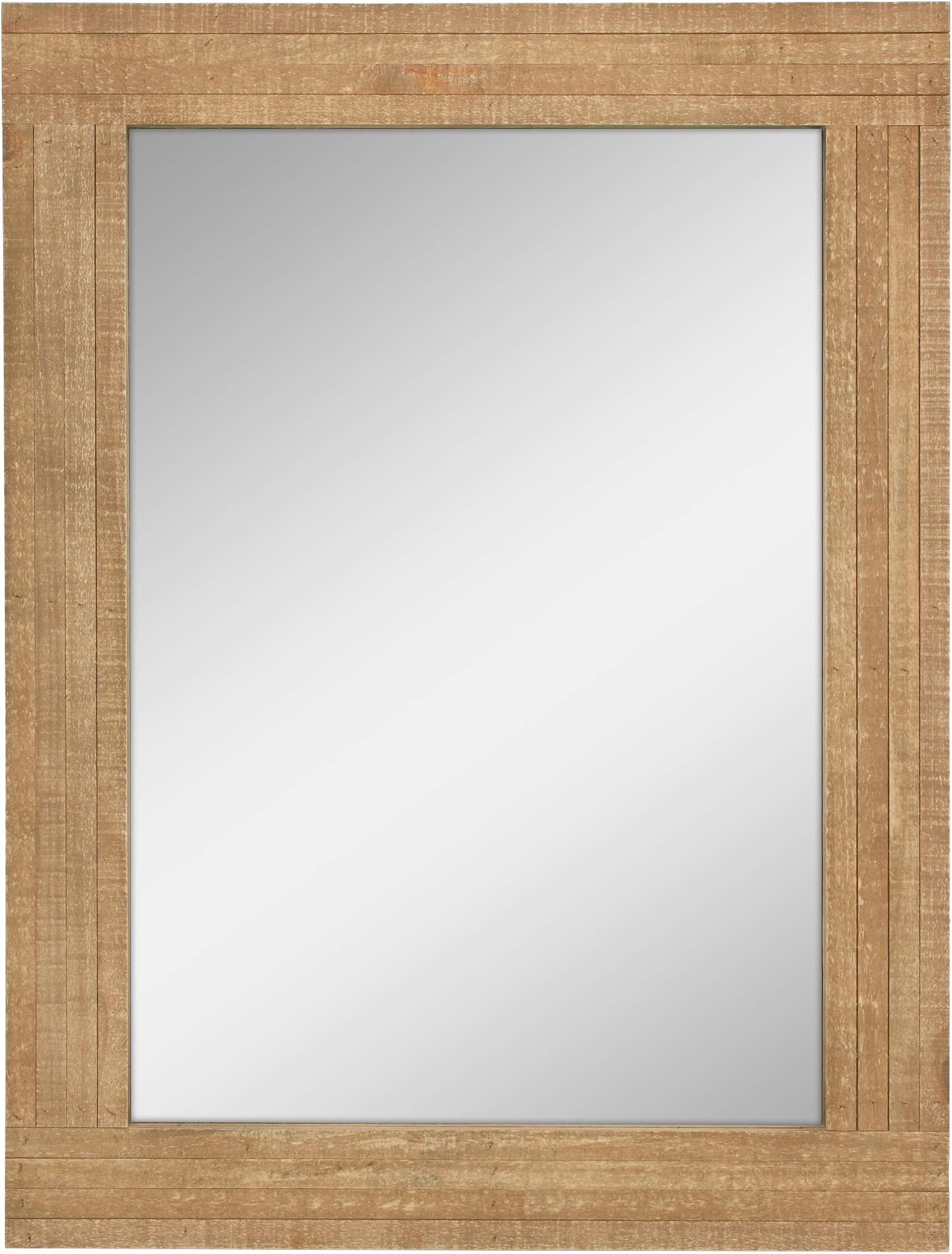 Stonebriar Rectangle Natural Wood Hanging Wall Mirror, Medium, Brown