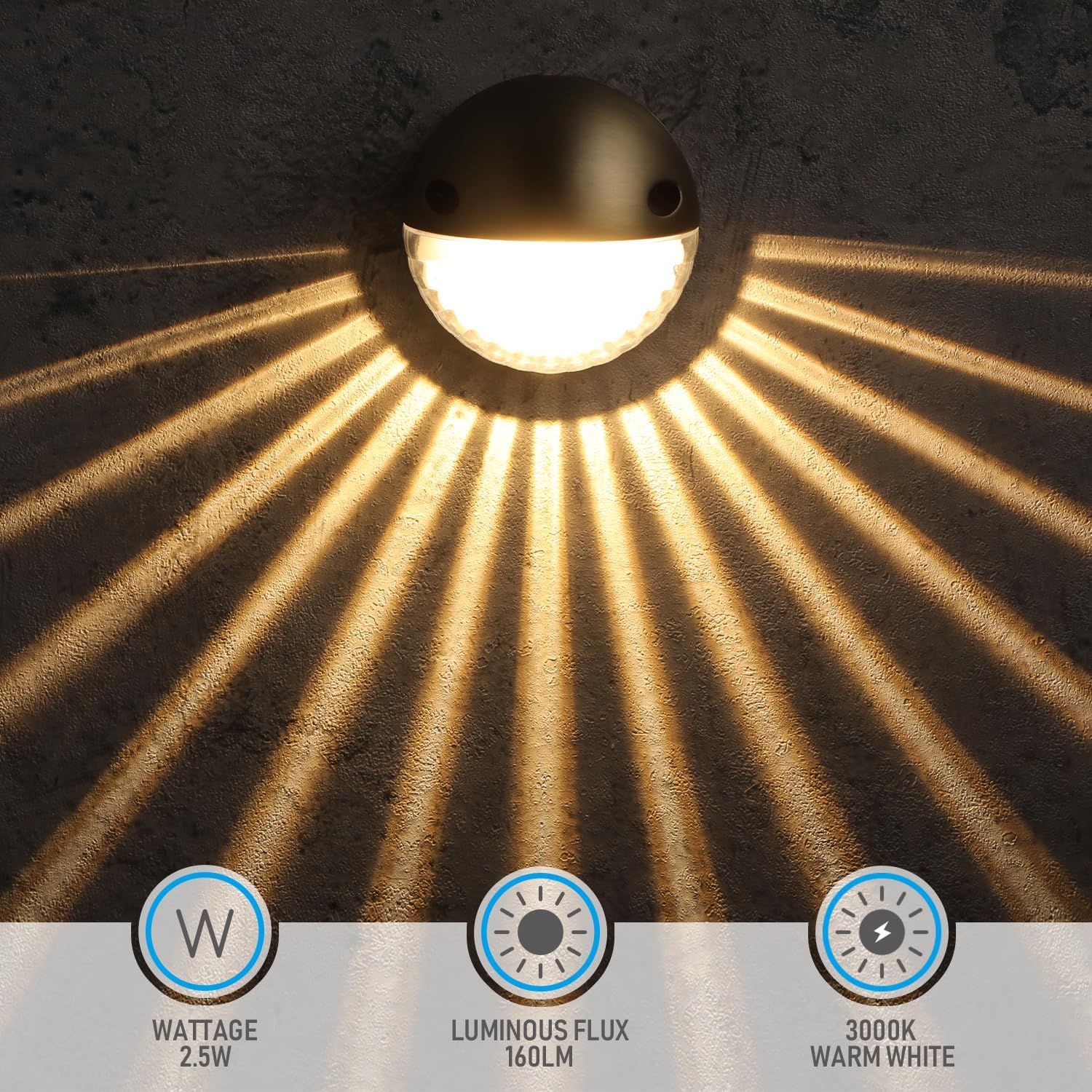 LEONLITE Unique Rays LED Low Voltage Deck Lights Outdoor, 12V Landscape Step Railing Fence Light, Aluminum, 3000K Warm White, IP65 Waterproof, Landscape Deck Light for Backyard, Bronze, Pack of 6
