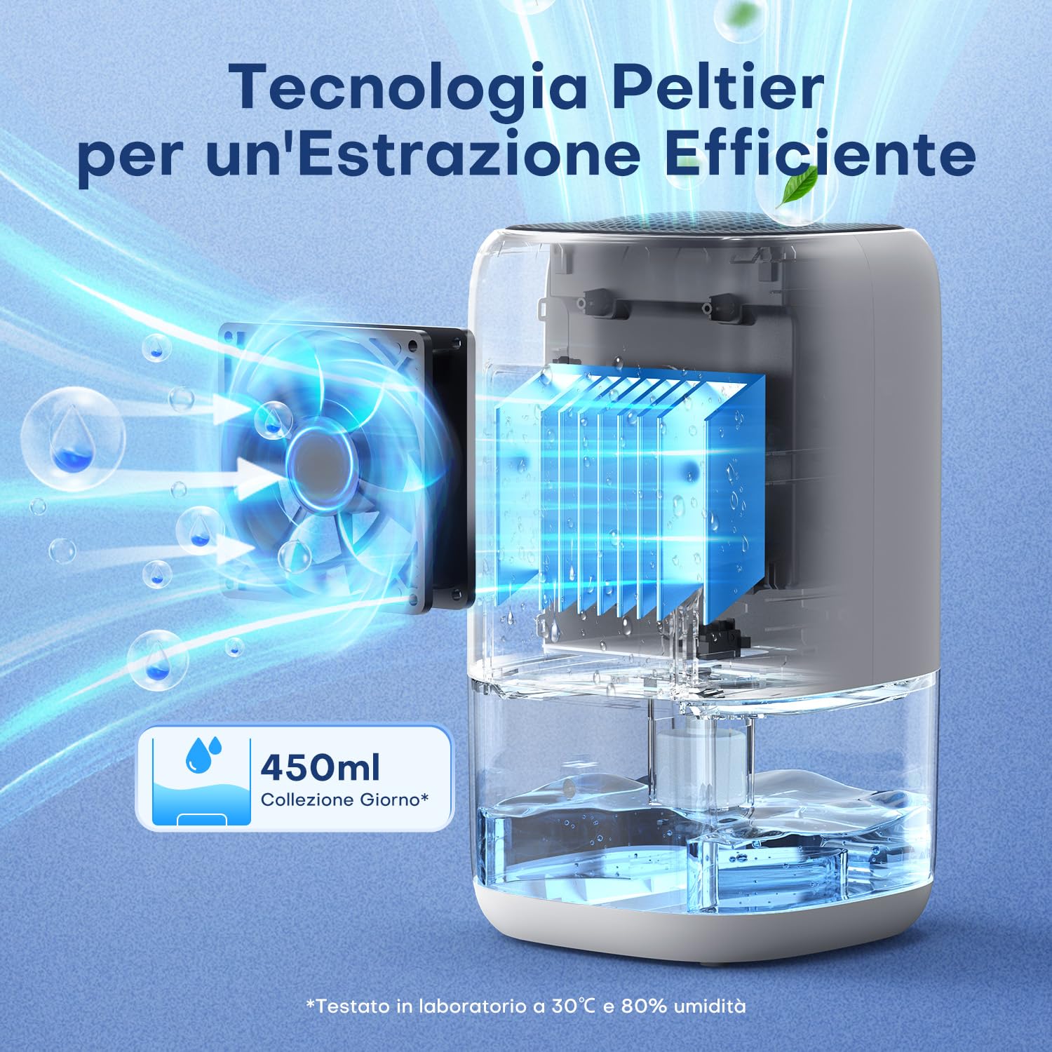 Deumidificatore 1000ML, Deumidificatore Casa Muffa con LED a 7 Colori, Compatto, Silenzioso ed Efficiente per Piccoli Spazi, Ideale per Bagno, Armadio
