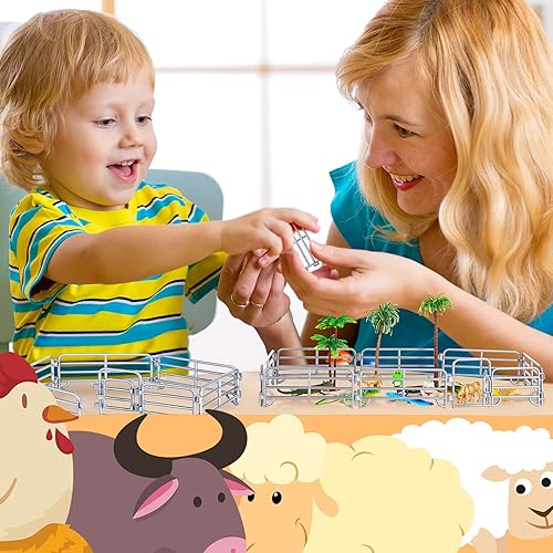 Miniatura 5 de Juego de 40 accesorios de esgrima de corral de caballo, juguete de plástico para valla de granja, granero, paddock, caballos, establo, animales de