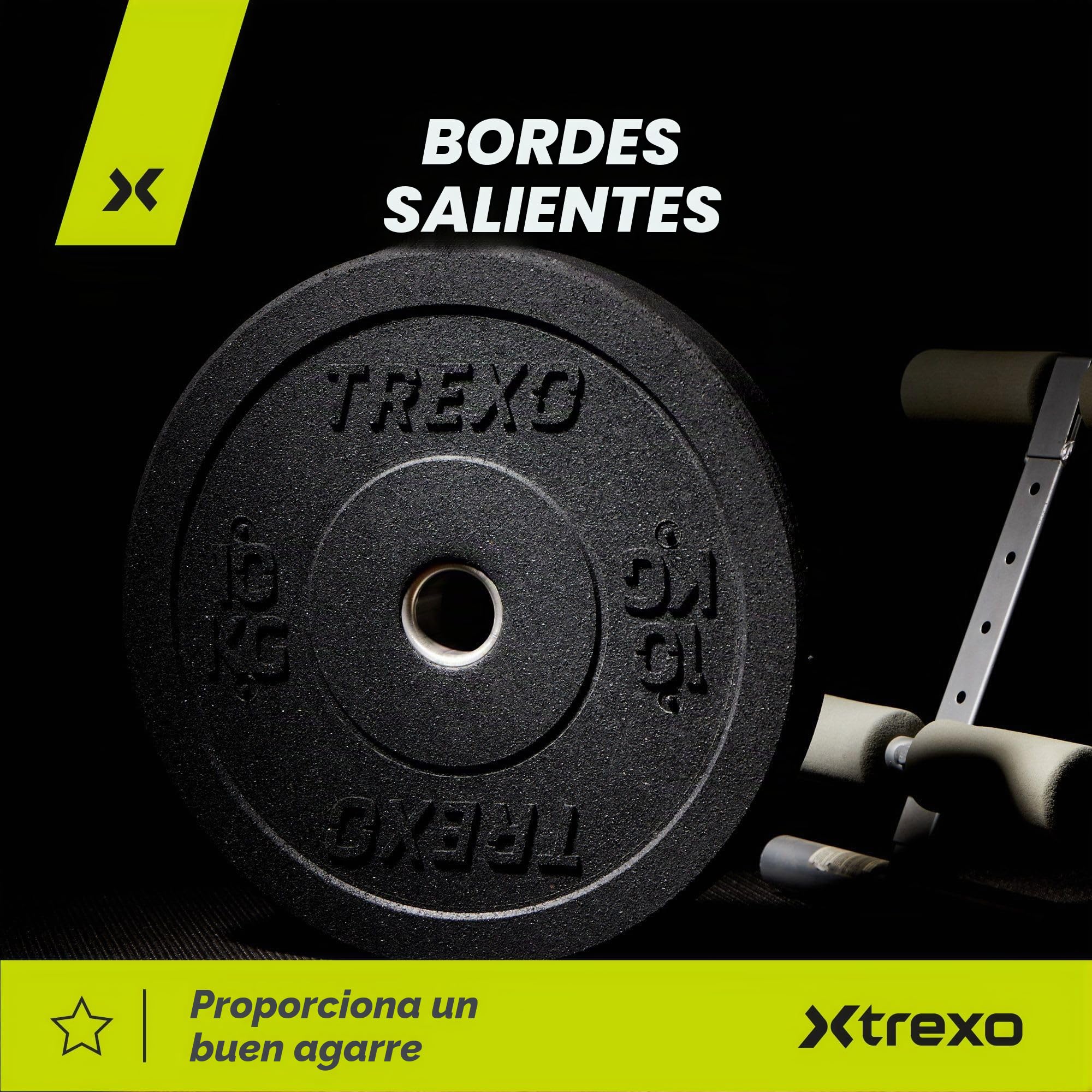TREXO Discos Pesas Bumper Olímpicos de 5/10/15/20/25 kg Discos Gym de Goma para Barra Olímpica de 50 mm de Diámetro Resistentes para Fitness para Entrenamiento de Fuerza para Crossfit para Gym en Casa