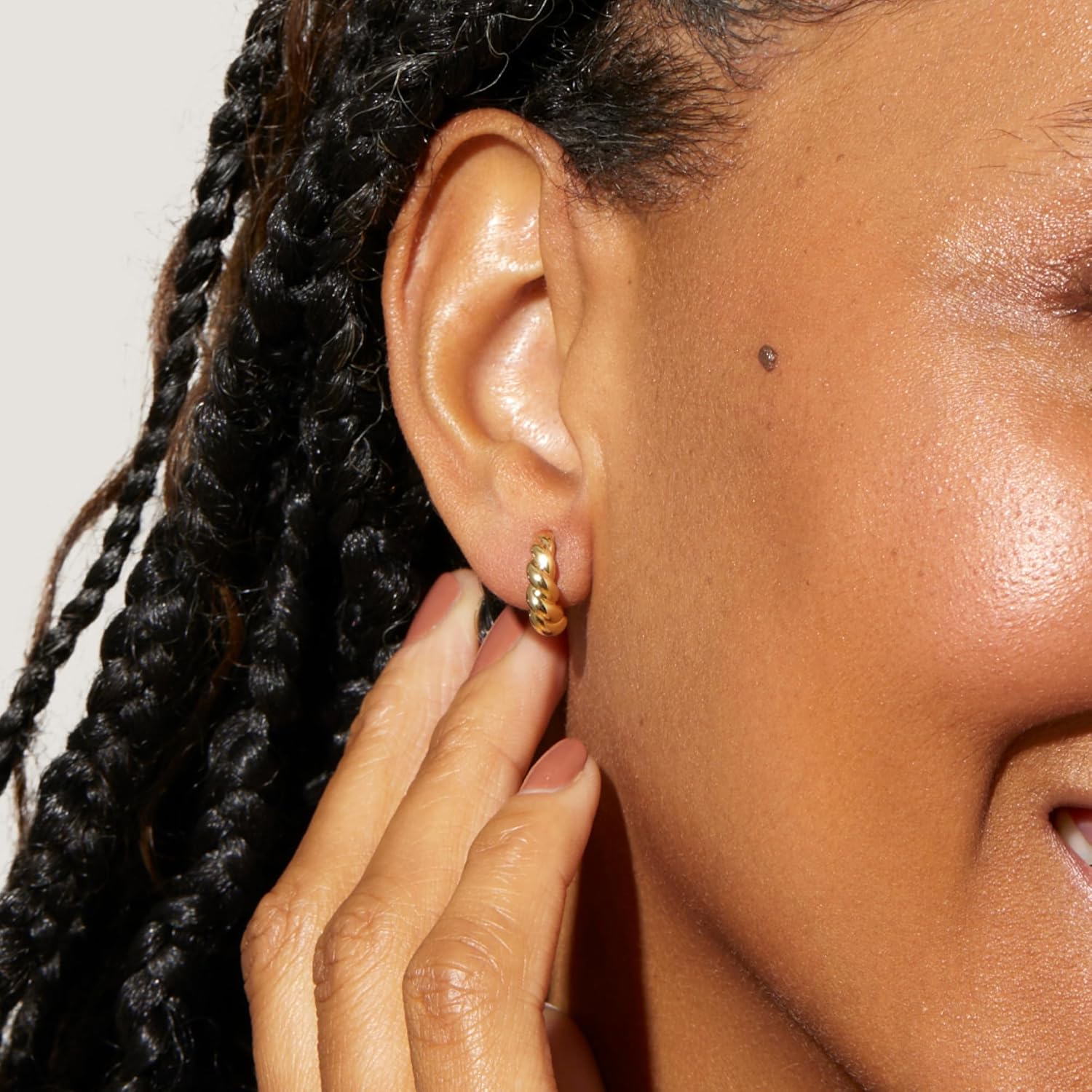 Ana Luisa Gold Earrings - Twisted Huggie Hoop Earrings for Women - 14K Gold Plated Braided Hoop Earring - Hypoallergenic, Water-Resistant, Tarnish-Free - Small, Mini, and Standard Size Available - Image 4