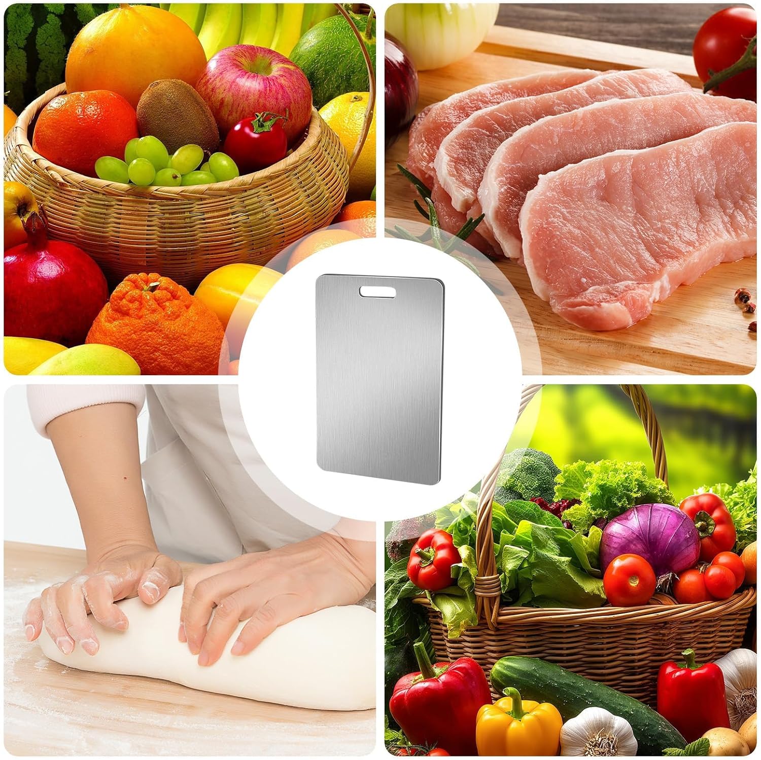 チタンまな板, 両面食品加工マット, 吊るせる 持ち運び用 キッチン キャンプ アウトドア 肉 野菜 果物用