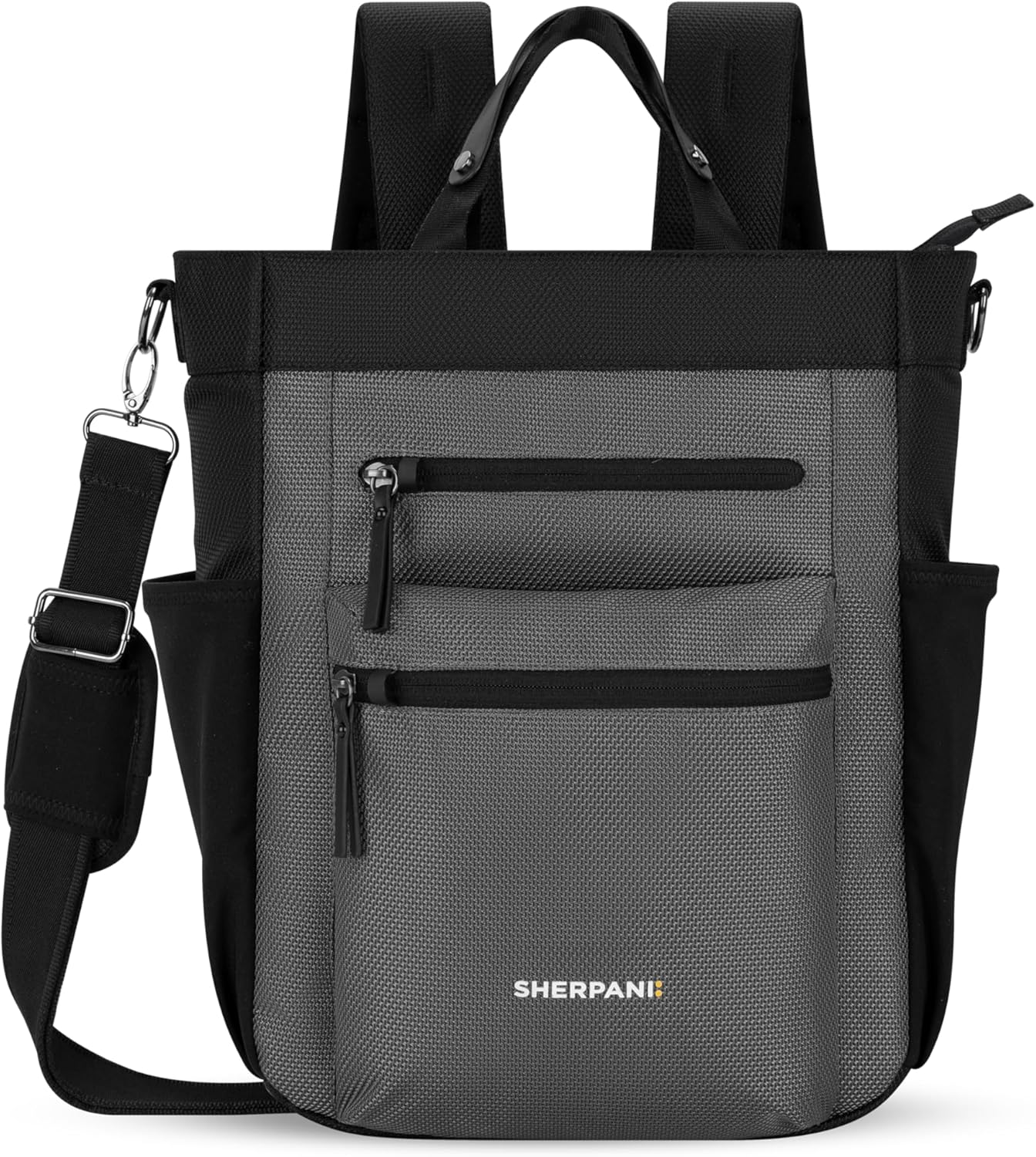 Sherpani Soleil, Anti Theft Convertible Backpack, 3 in 1 Tote, Crossbody Purse, 18L Travel Bag, RFID Protection, Fits 13” Laptop (Granite)