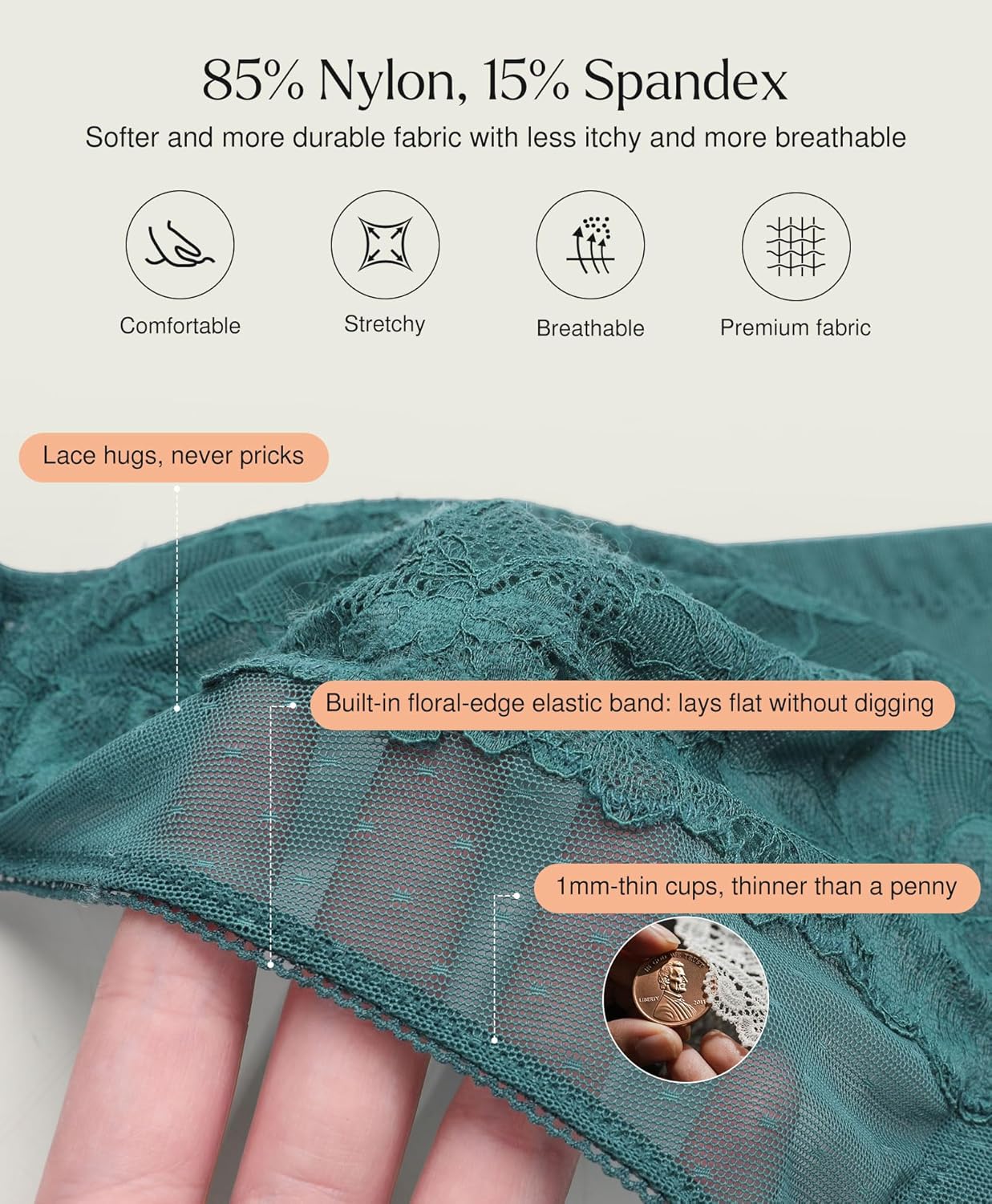 Popilush Minimizer Bras for Women Plus Size Full Coverage Lace Underwire Support Push Up Bra for Heavy Breast Everyday Wear - Image 5