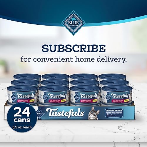 Vista 62 de Blue Buffalo Tastefuls - Paquete variado de comida húmeda natural en paté para gatos, salmón, pollo, pescado marino y atún, latas de 3 onzas