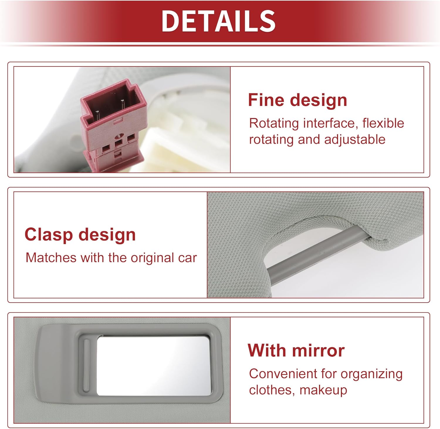 ACROPIX Right Passenger Side Car Sun Visor Sun Visor Assembly Gray Fit for BMW F10 F18 2011-2016 with Mirror No.51167248856 - Pack of 1