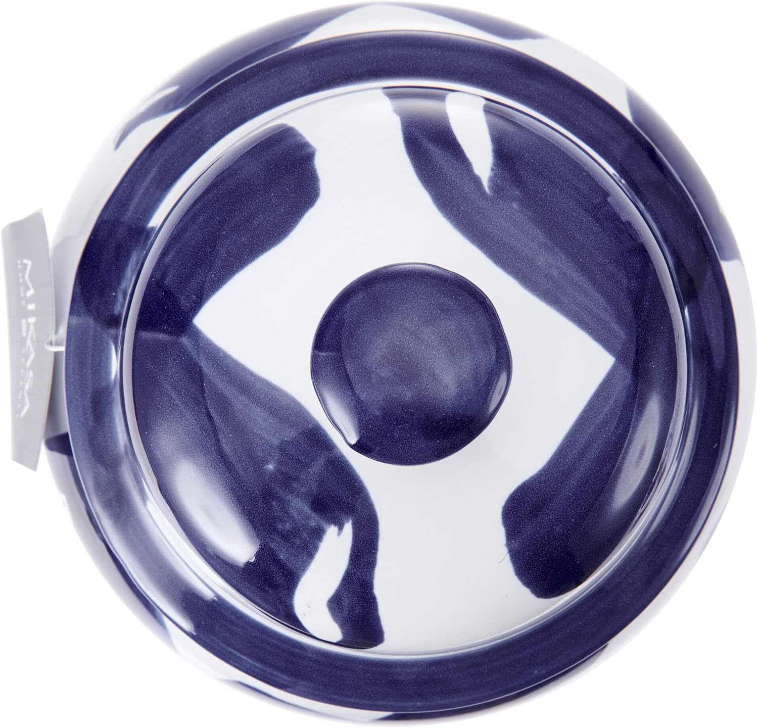 Mikasa Blue & White Round Stoneware Tableware Jar - Decorative 8"x15" Dinnerware Accent for Storage or Display - Stylish Brushstroke Ginger Jar for Kitchen Counters, Dining Tables, Entryways