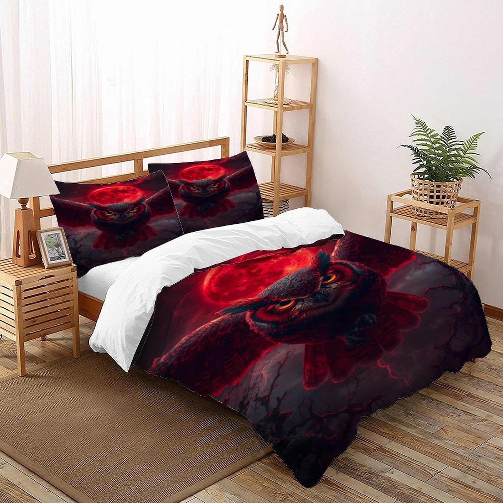 Parure de lit hibou lune mystique pour une chambre ambiance nature sauvage
