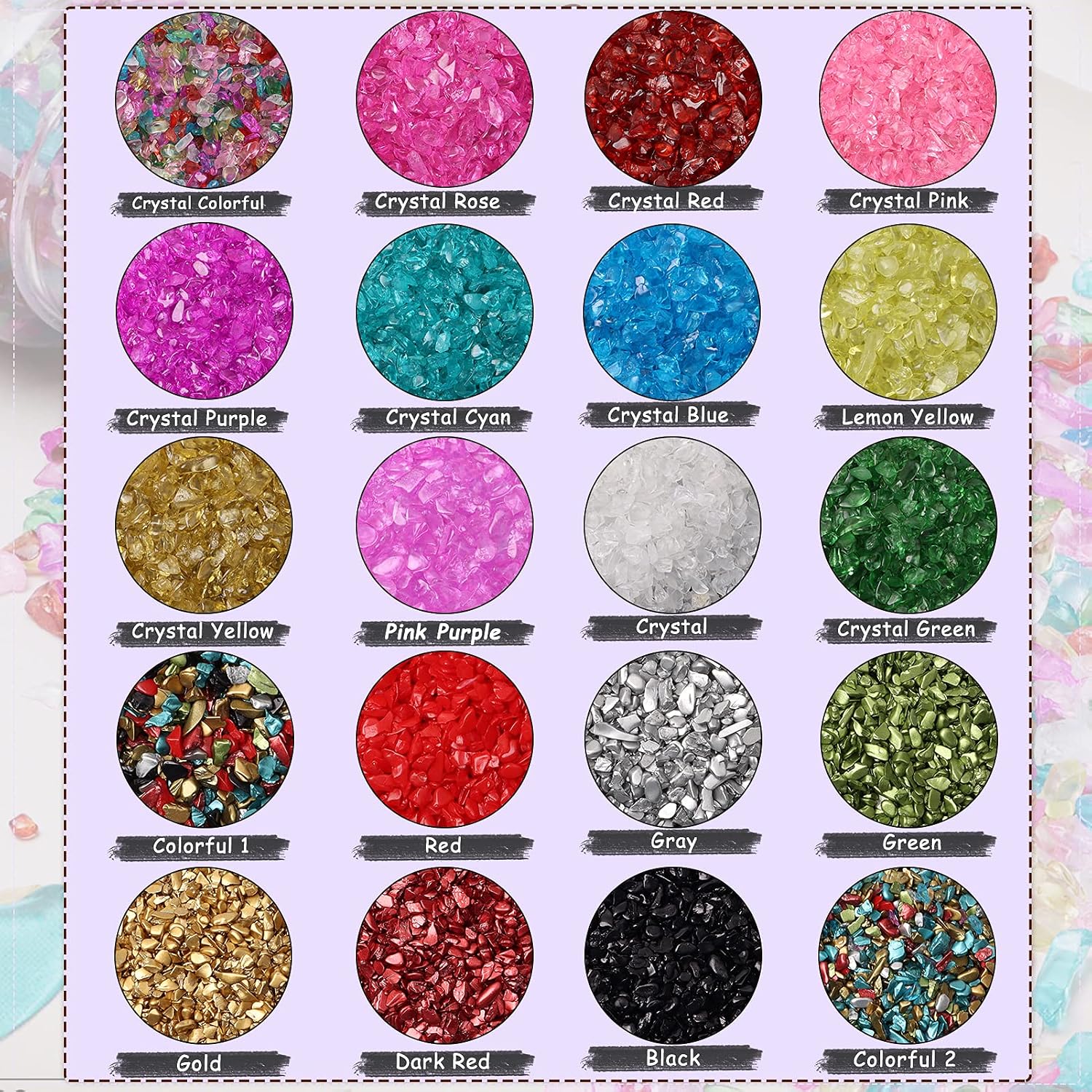 Crushed Glass Irregular Glass Stone Chips Sprinkles Chunky 2-4mm Craft Glitter for Resin Nail Arts Craft DIY Vase Filler Epoxy Resin Mold Scrapbooking Jewelry Making Decoration