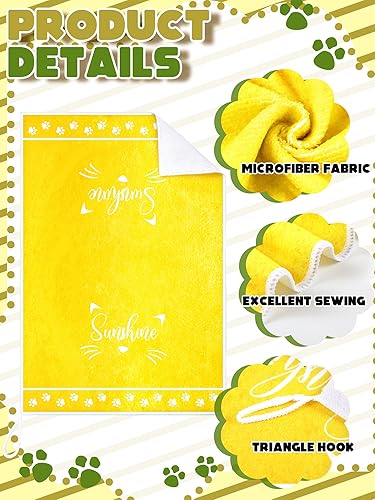 Miniatura 5 de Bencailor 4 toallas de cocina para gatos, diseño floral amarillo, lindo gatito, toallas de secado rápido, paño decorativo de té para inauguración