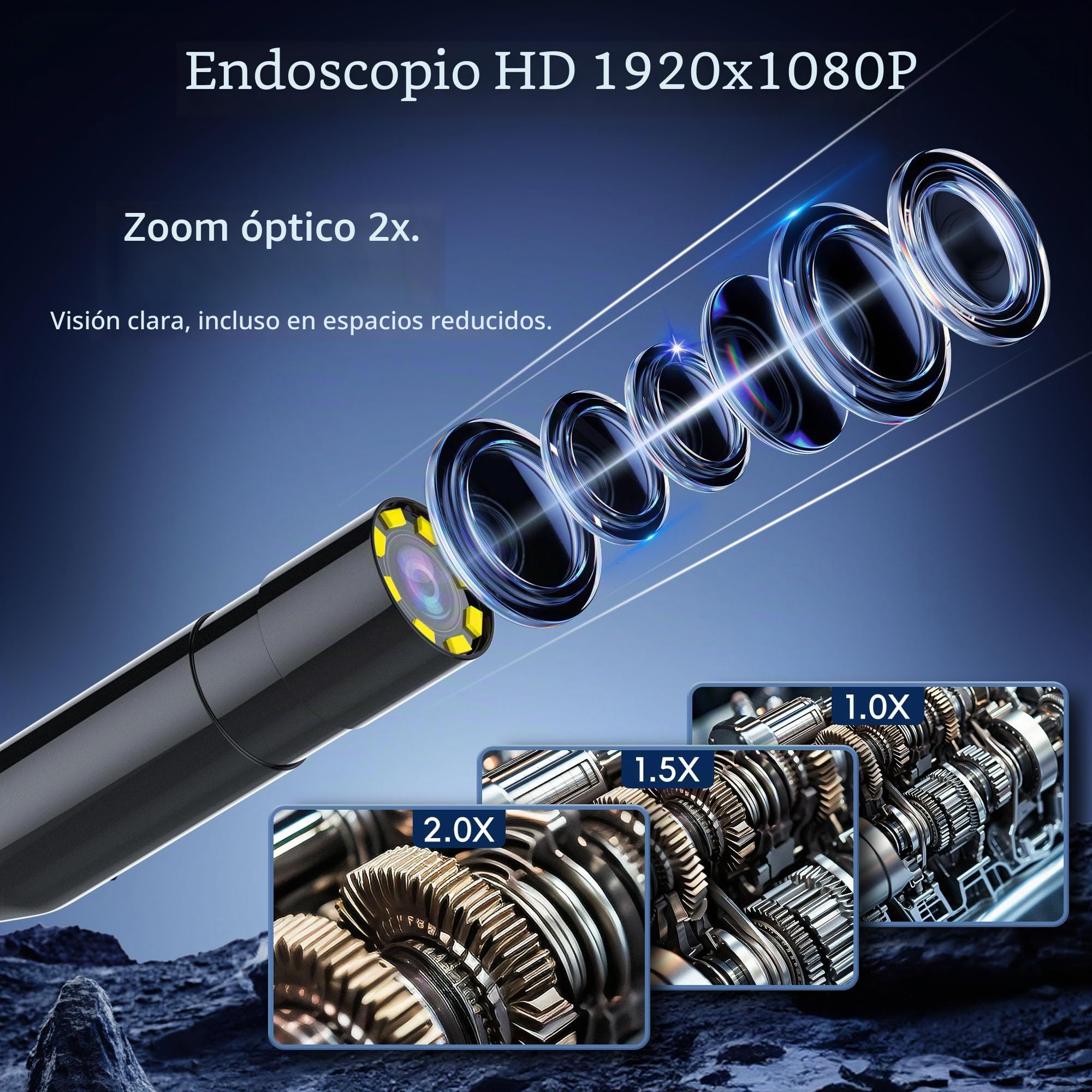 15m Endoscopio Camara de Inspeccion, Cámara Endoscópica al Agua (IP67) | Camara Inspeccion Tuberias con Resolución HD 1080p y 8 Luces LED y Pantalla IPS de 4.3", Cable Semirrígido
