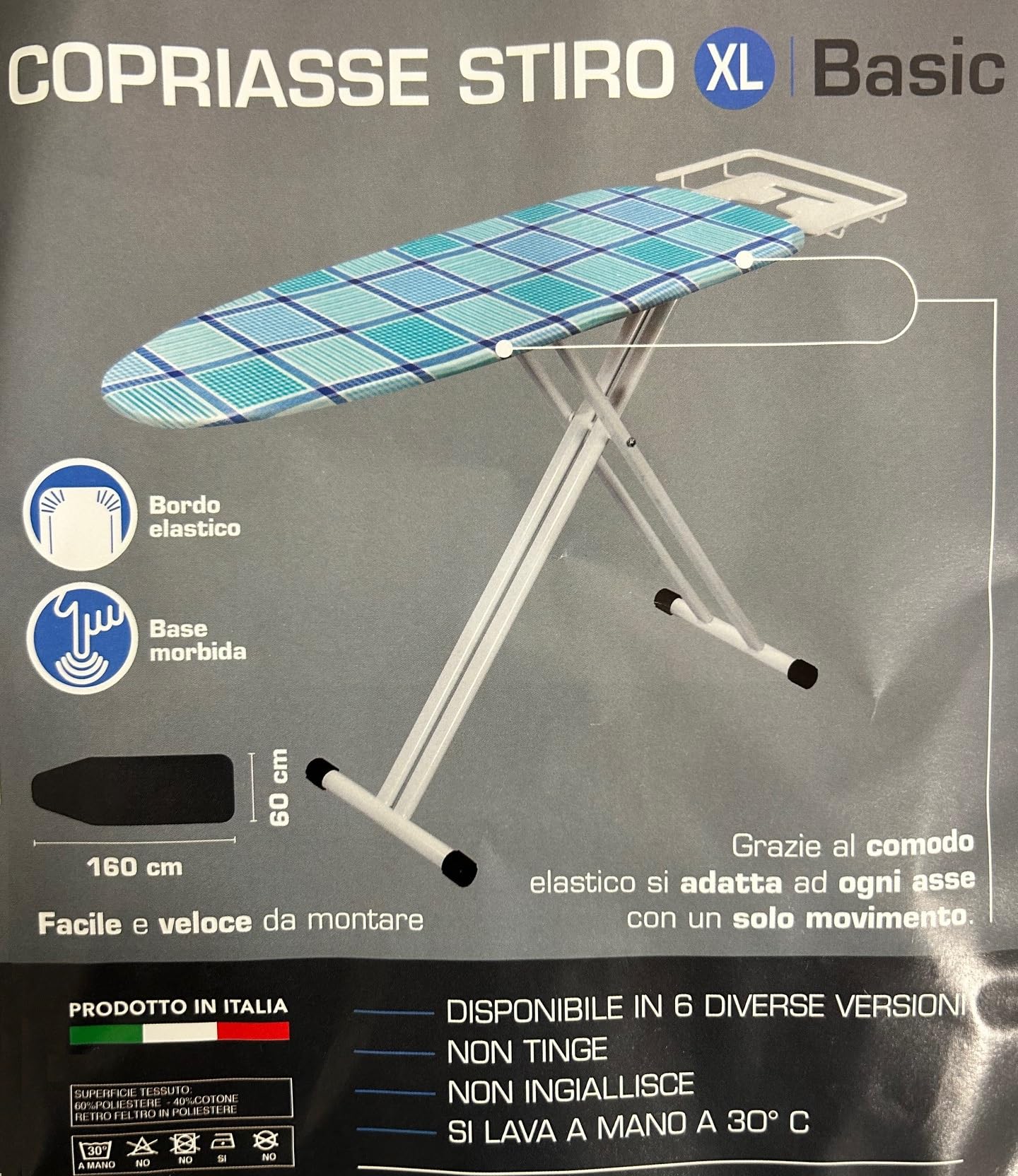 Copriasse Da Stiro Extra Largo 147 X 48 Cm - Con Coulisse Elastica - Stile Freccia Grigia - 2