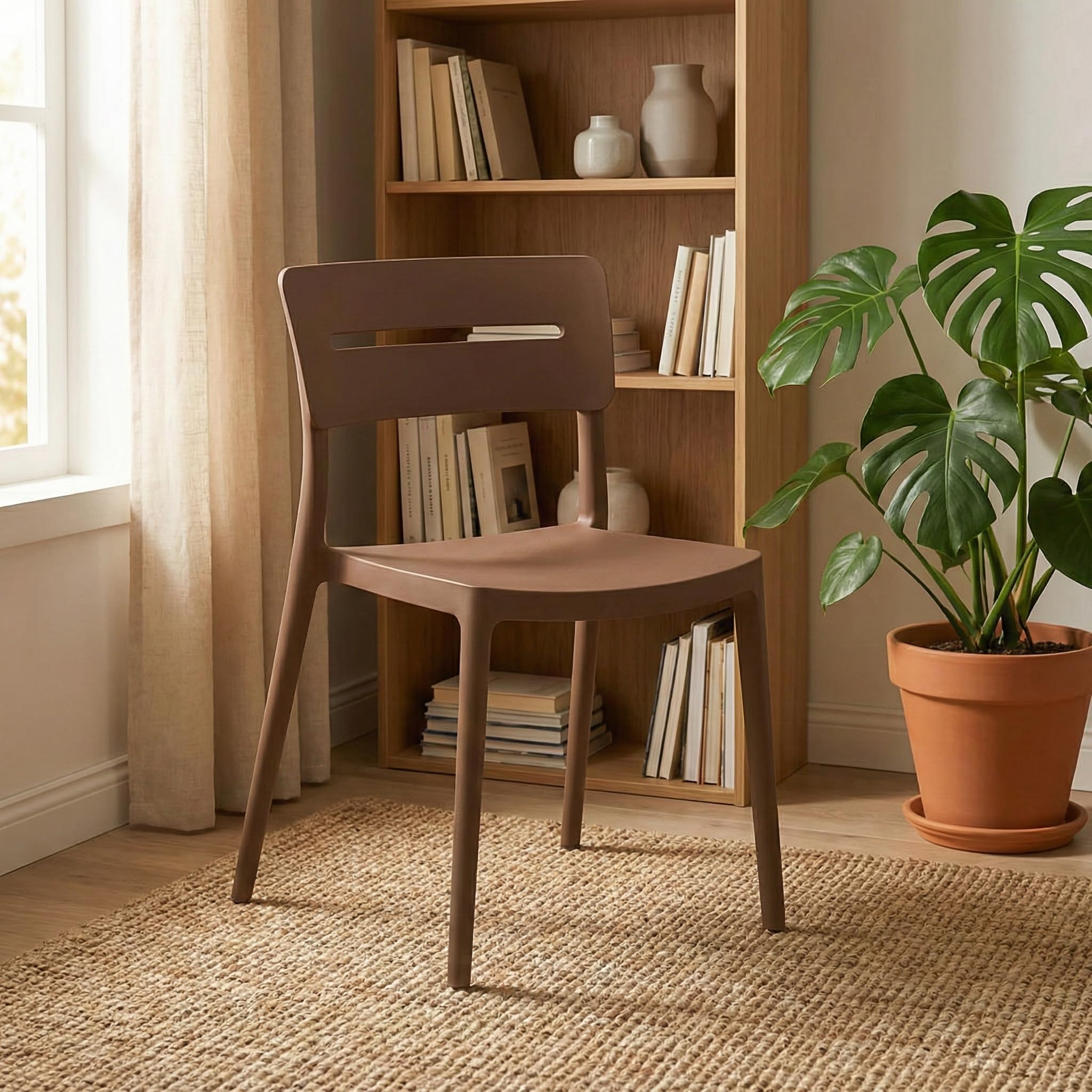 Cribel Set 4 Sedie Bella Bronzo in Polipropilene | Sedie Impilabili per Cucina, Sala da Pranzo, Giardino e Bar | Design Moderno, Resistenti e Facili da Pulire (BRONZO)