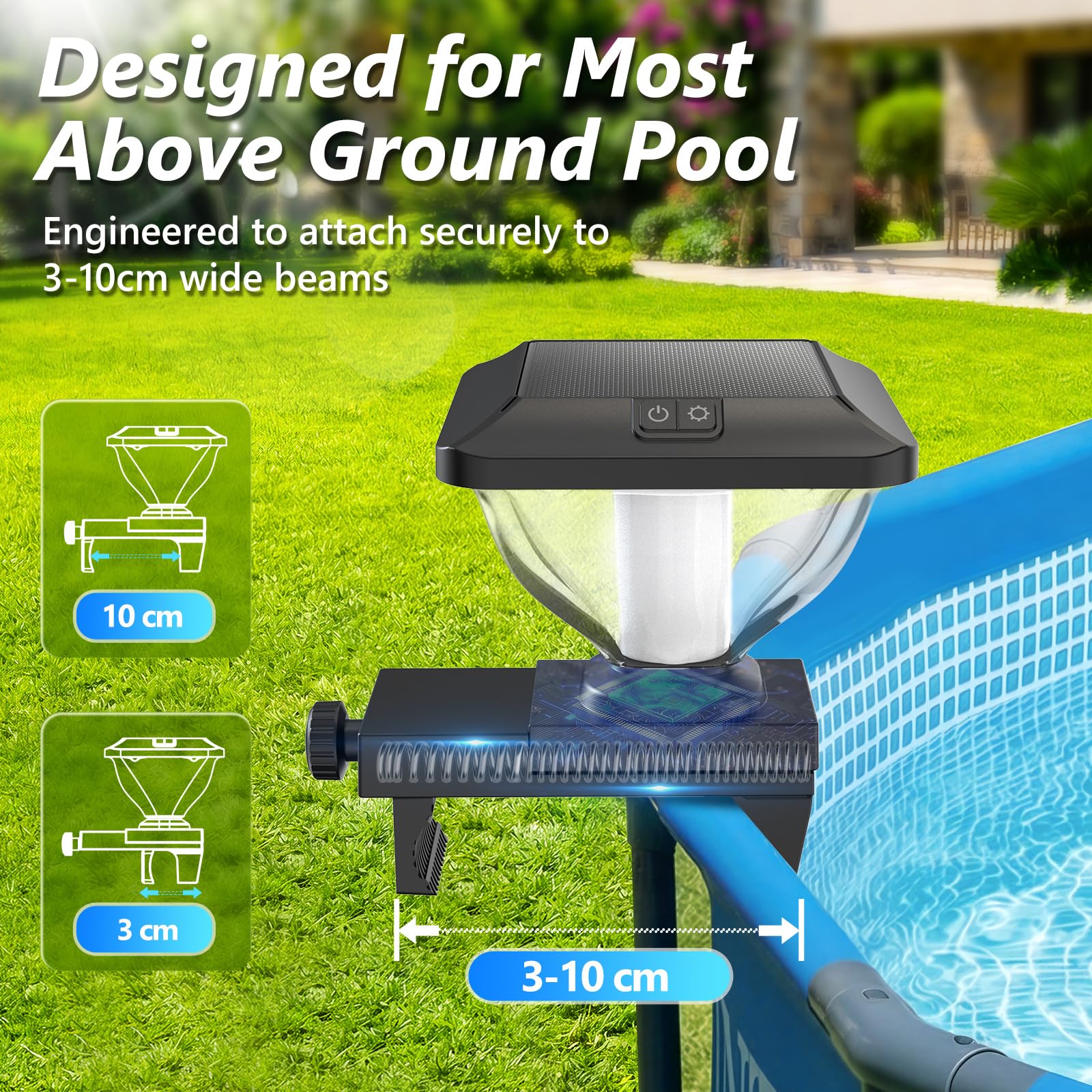 DeeprBling Luci Solari Piscina con Struttura in Telaio, Luci Piscina RGB con Effetti Luminosi Dinamici, Luci LED per Piscina Impermeabile IP68, Luce Piscina Fuori Terra con Alta Luminosità - 1 Pezzo
